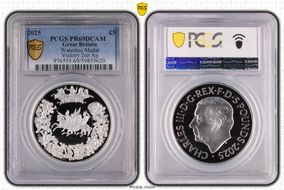 2025 £5 Waterloo Medal Victory 2oz Ag PR69DCAM