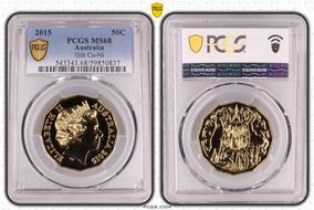 2015 50C Gilt Cu-Ni MS68