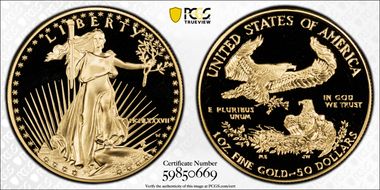 1987-W $50 Gold Eagle PR70DCAM