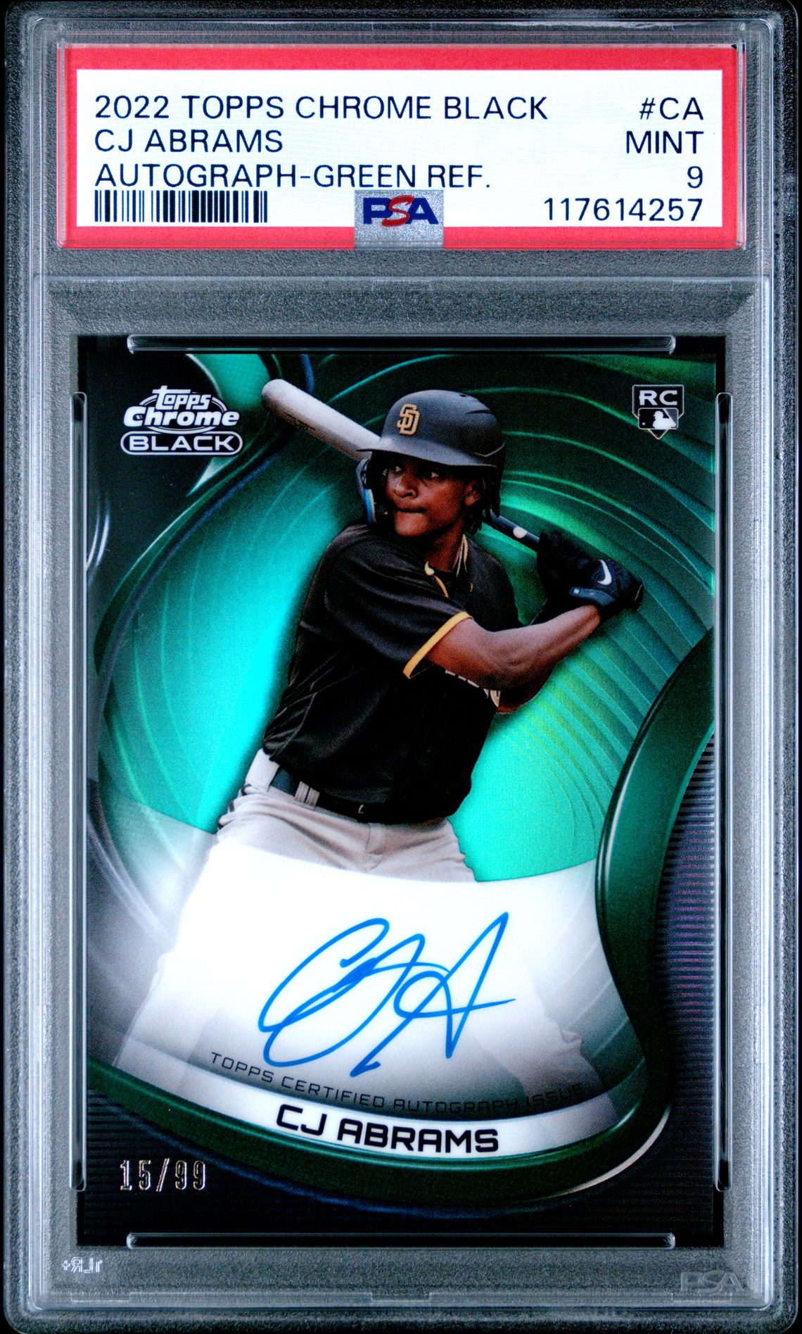 2022 Topps TOPPS CHROME BLACK AUTOGRAPHS Green Refractor #CA Cj Abrams front