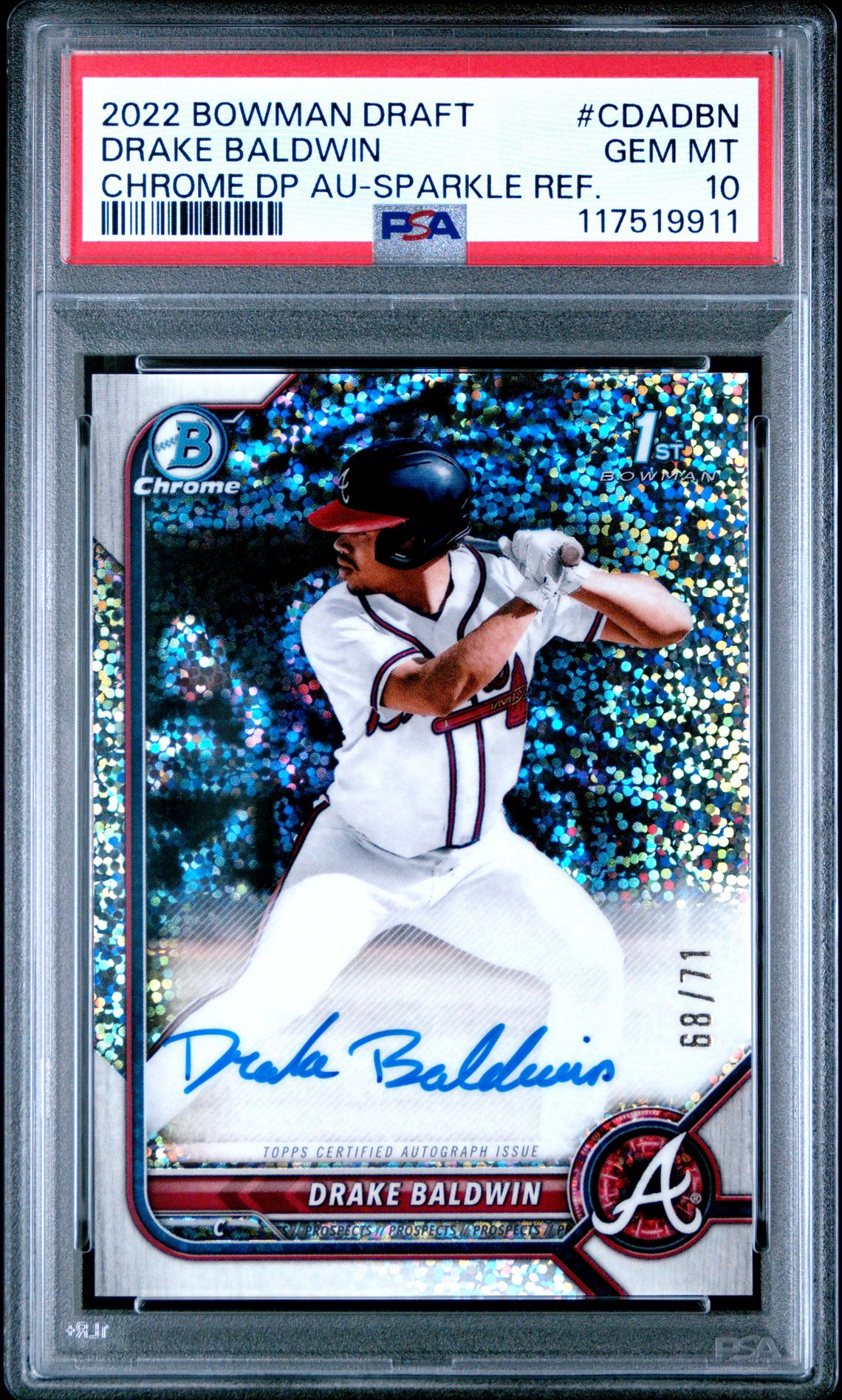 2022 Bowman BOWMAN DRAFT CHROME DRAFT PICK AUTOGRAPHS CHR.DP AUTO-BLACK REF. #CDADBN Drake Baldwin front