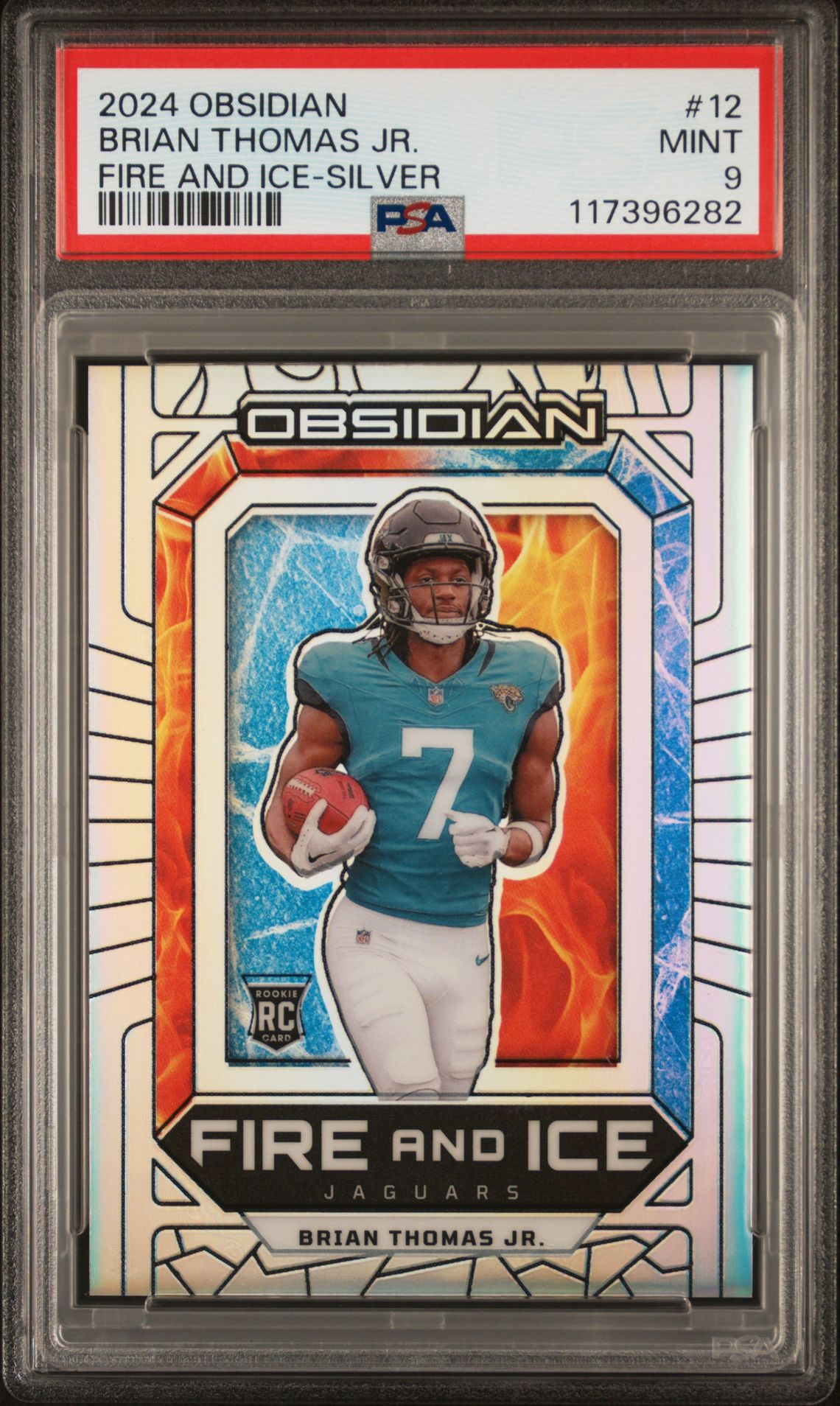 2024 Panini Obsidian Fire And Ice Brian Thomas Jr. #12 (Fire And Ice-Silver) Mint 9 front