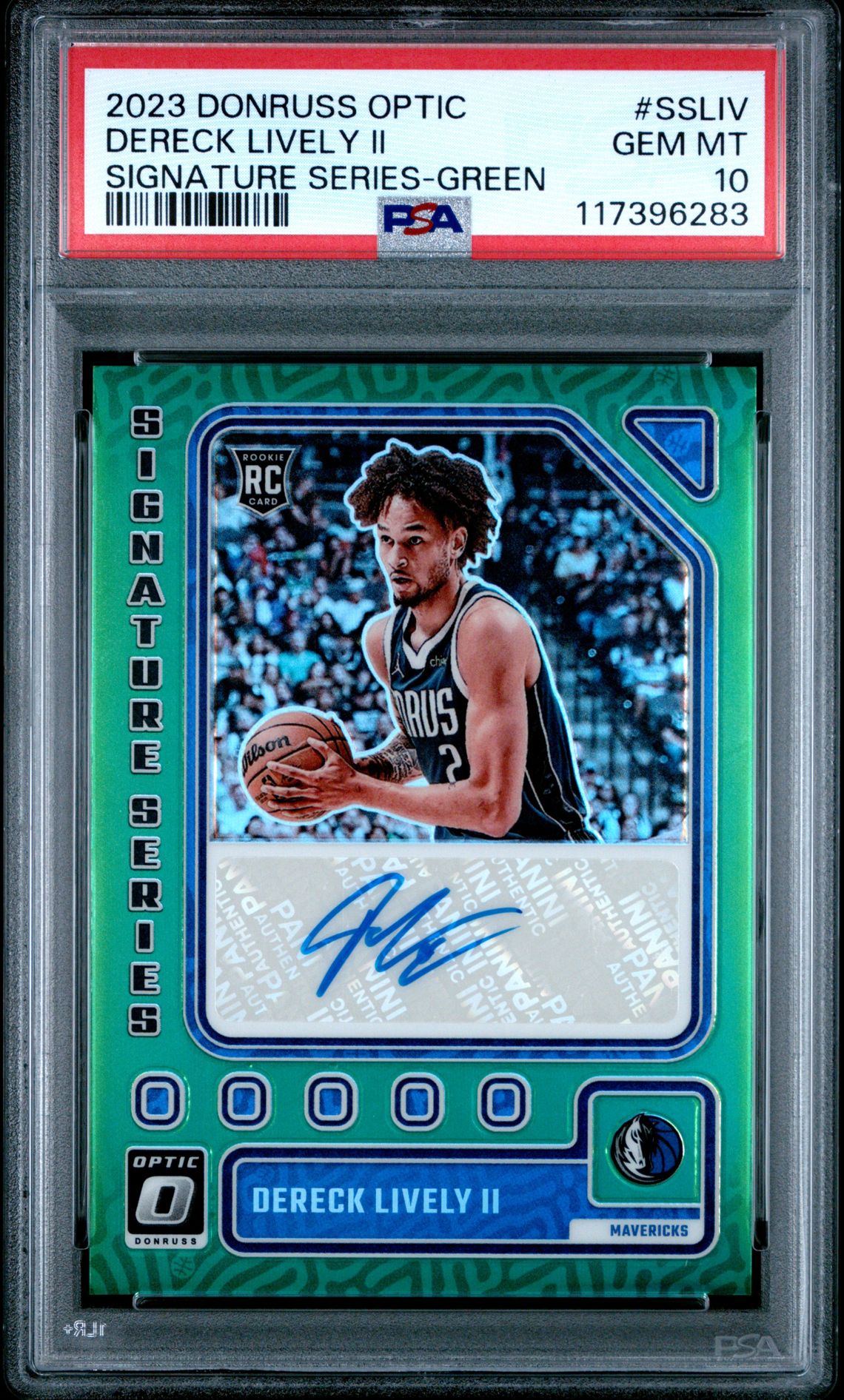 2023 Panini Donruss Optic Signature Series Dereck Lively Ii #Ssliv (Signature Series-Green) Gem Mt 10 front