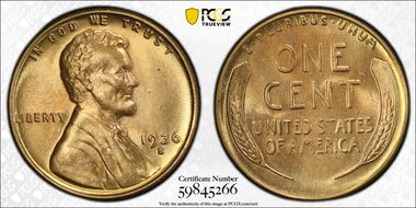 1936-S 1C MS66+ RD