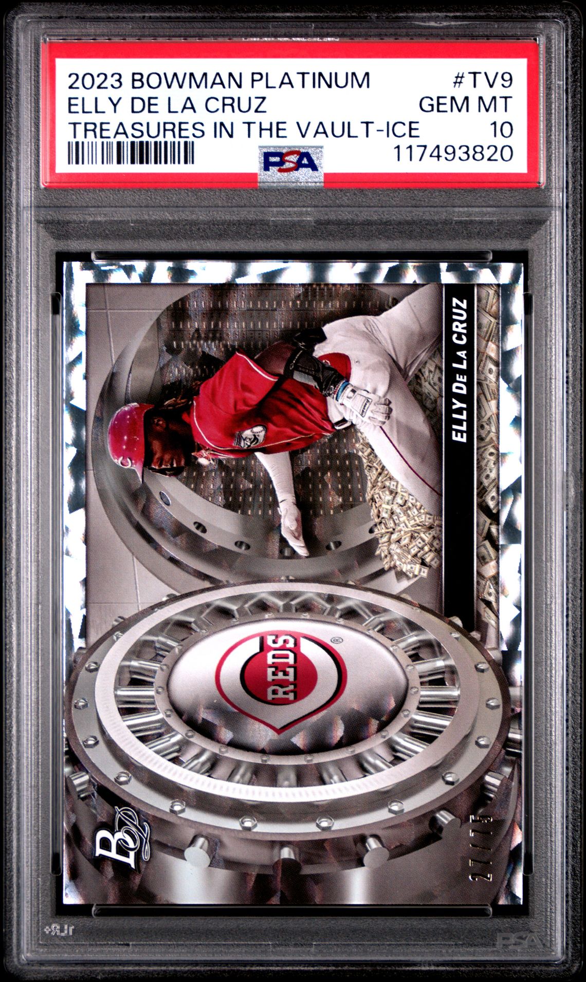 2023 Bowman BOWMAN PLATINUM TREASURES IN THE VAULT ICE #TV9 Elly De La Cruz front
