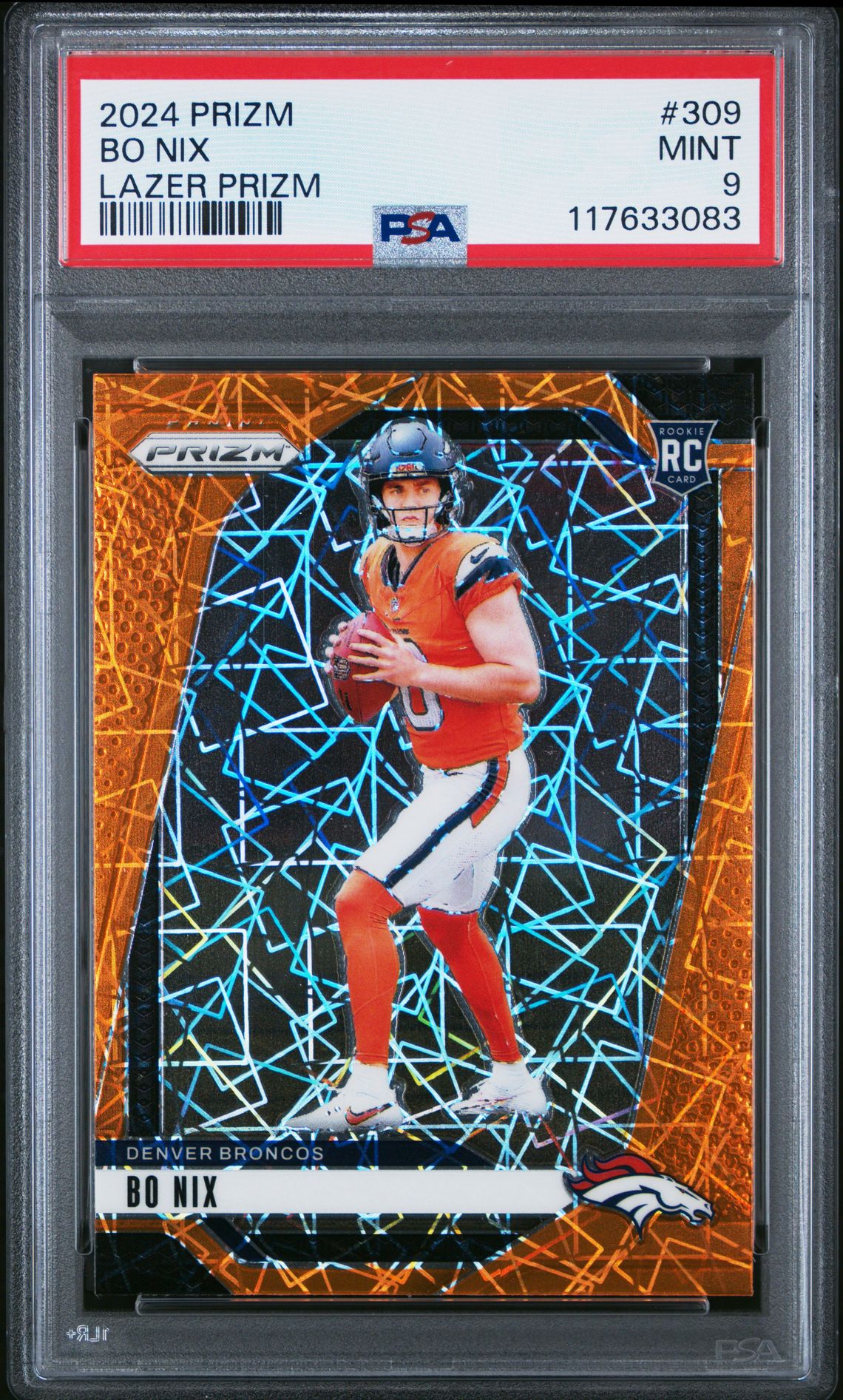 2024 Panini Prizm Bo Nix #309 (Lazer Prizm) Mint 9 front