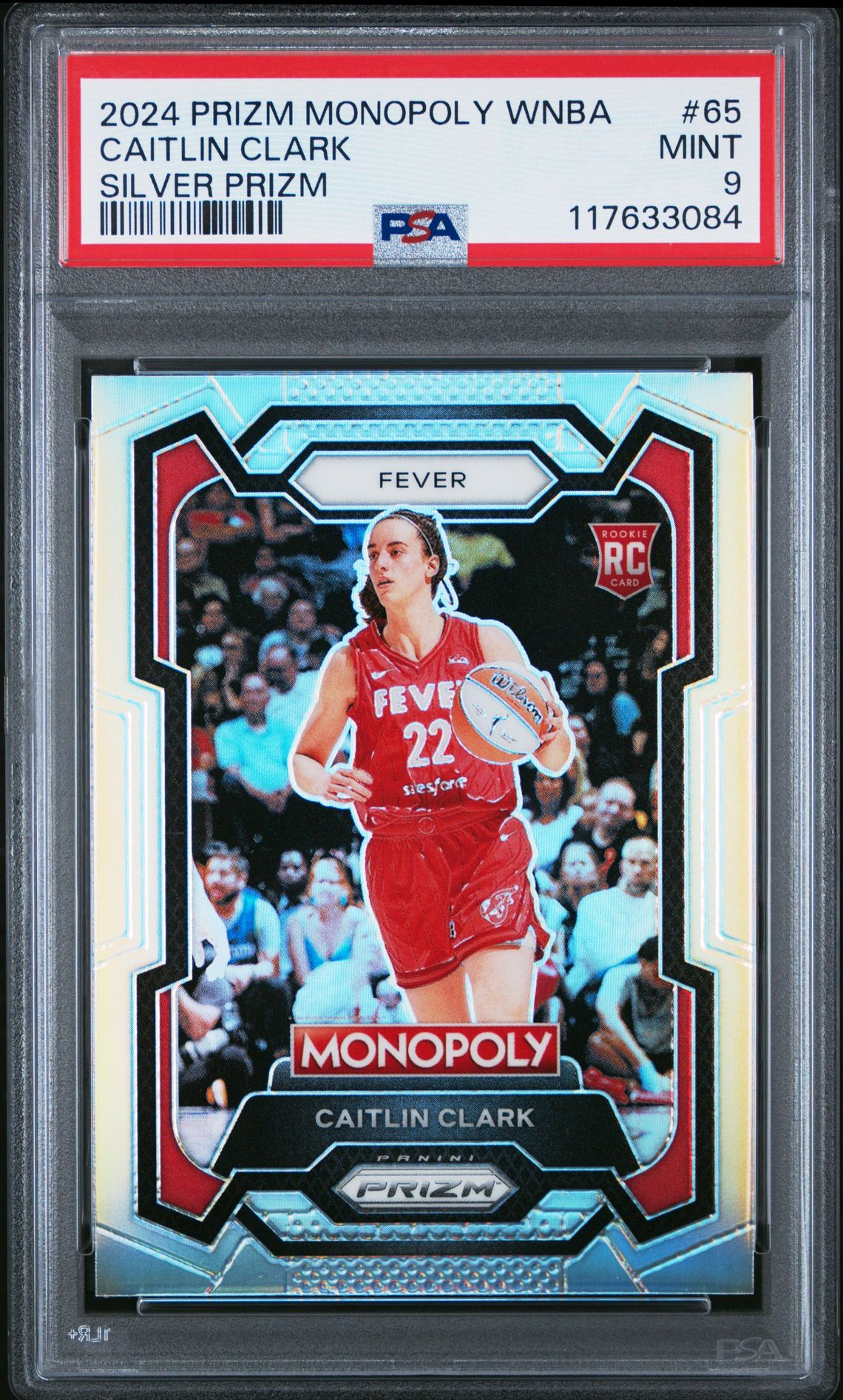 2024 Panini Prizm Monopoly Wnba Caitlin Clark #65 (Silver Prizm) Mint 9 front