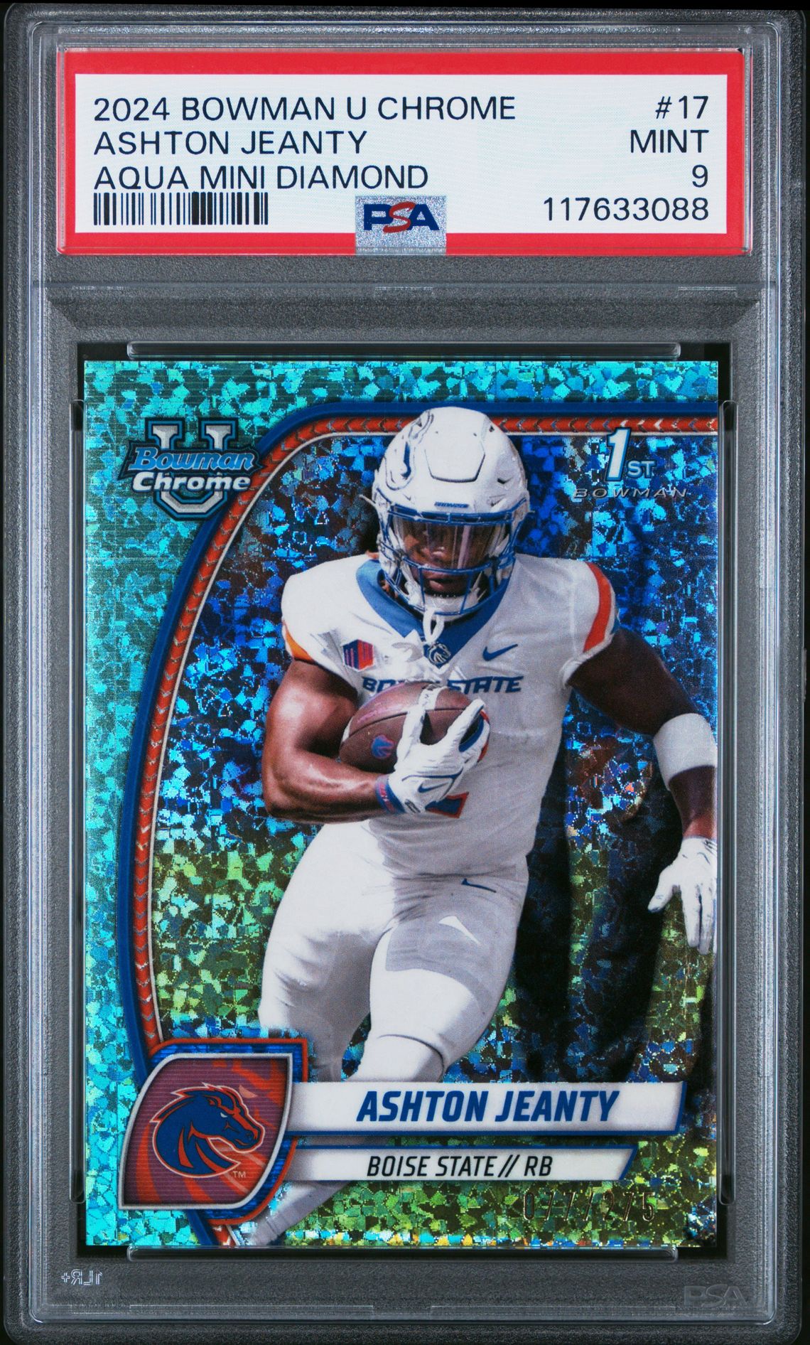 2024 Bowman University Chrome Ashton Jeanty #17 (Aqua Mini Diamond) Mint 9 front