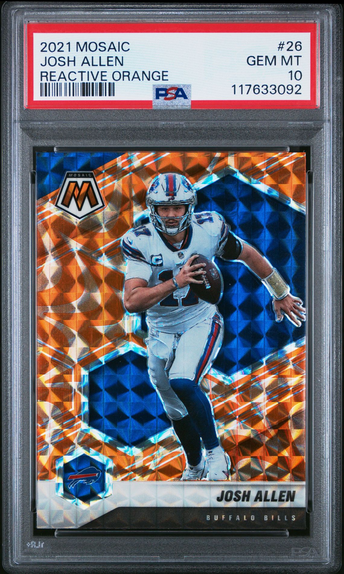 2021 Panini Mosaic Josh Allen #26 (Reactive Orange) Gem Mt 10 front