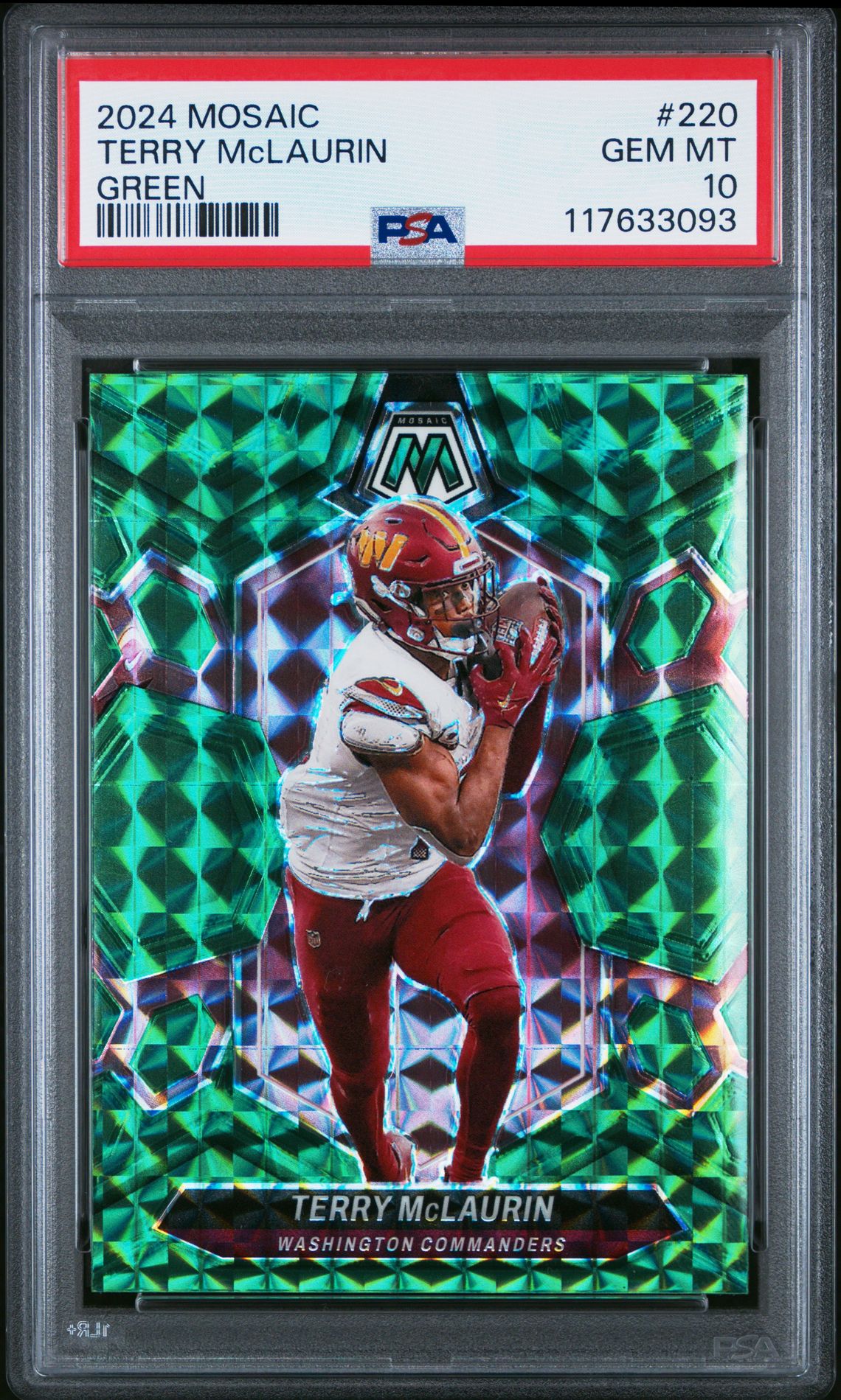 2024 Panini Mosaic Terry Mclaurin #220 (Green) Gem Mt 10 front