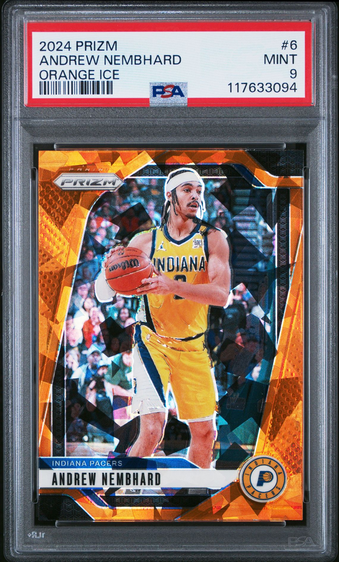 2024 Panini Prizm Andrew Nembhard #6 (Orange Ice) Mint 9 front