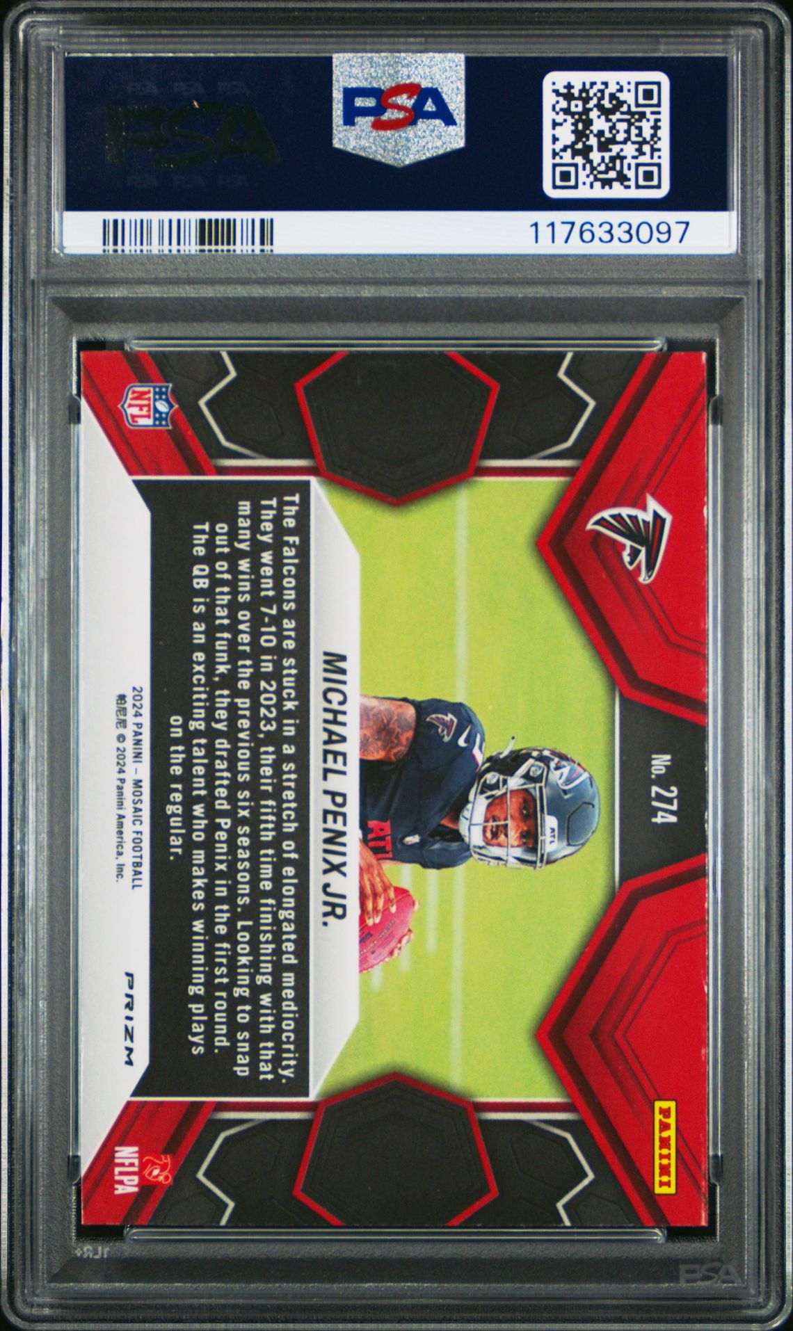 2024 Panini Mosaic Michael Penix Jr. #274 (Camo Pink) Gem Mt 10 back