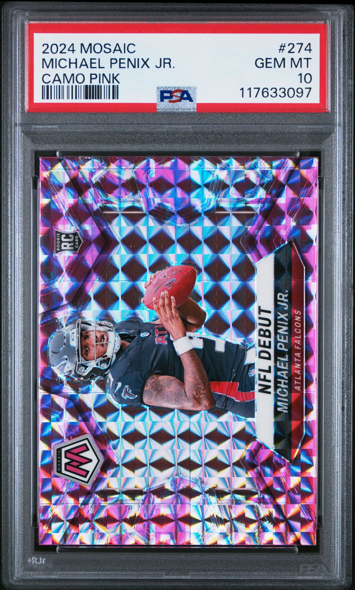 2024 Panini Mosaic Michael Penix Jr. #274 (Camo Pink) Gem Mt 10 front