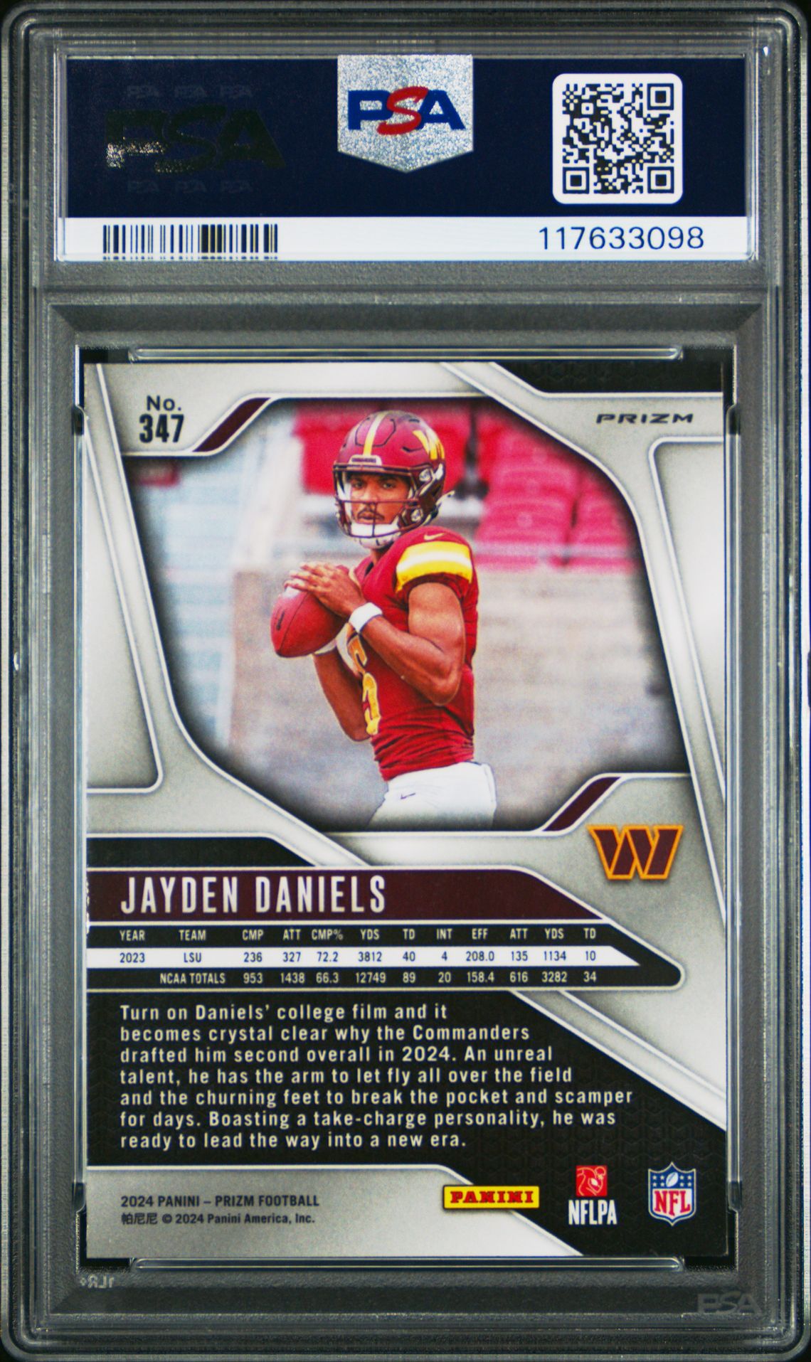 2024 Panini Prizm Jayden Daniels #347 (Green Wave) Mint 9 back