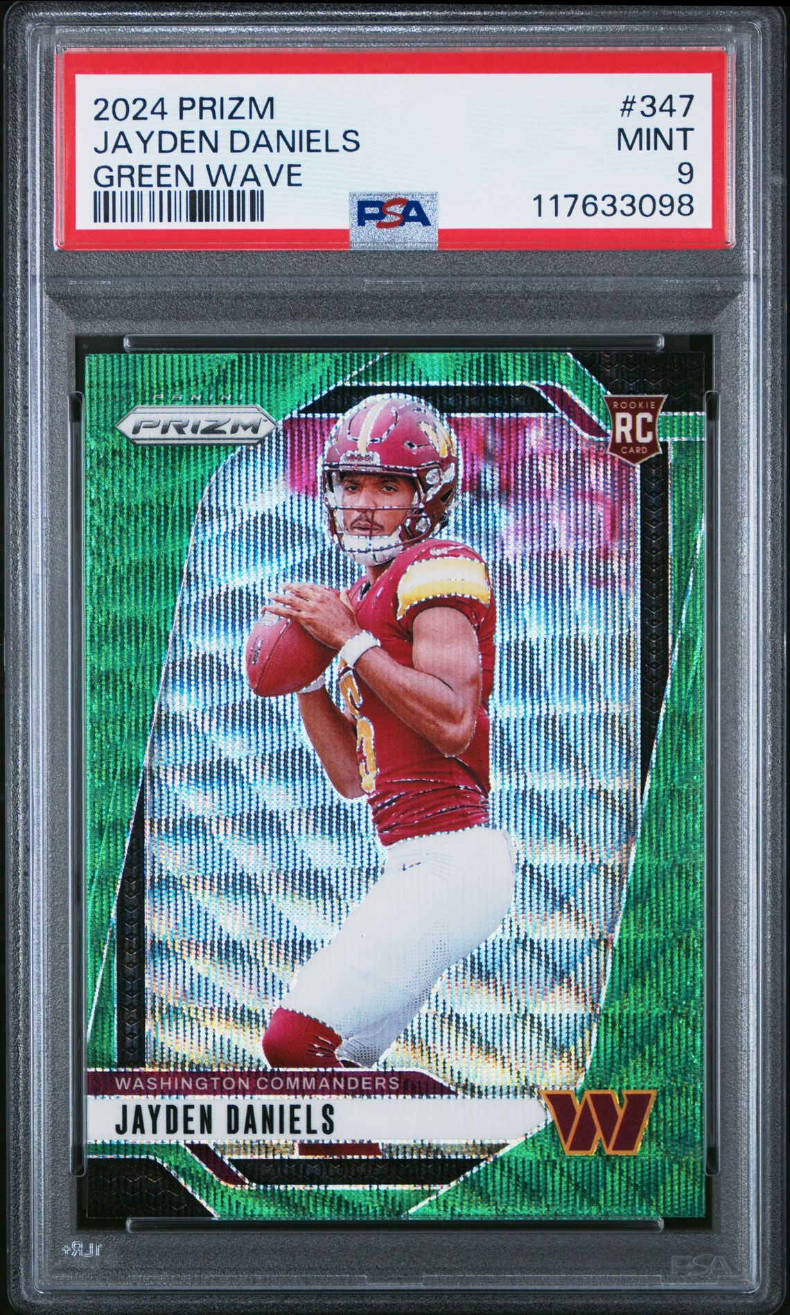 2024 Panini Prizm Jayden Daniels #347 (Green Wave) Mint 9 front