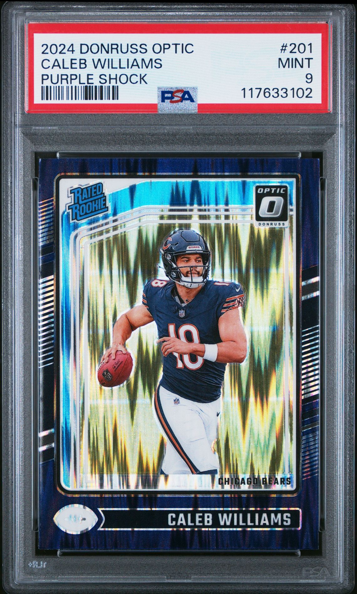 2024 Panini Donruss Optic Caleb Williams #201 (Purple Shock) Mint 9 front