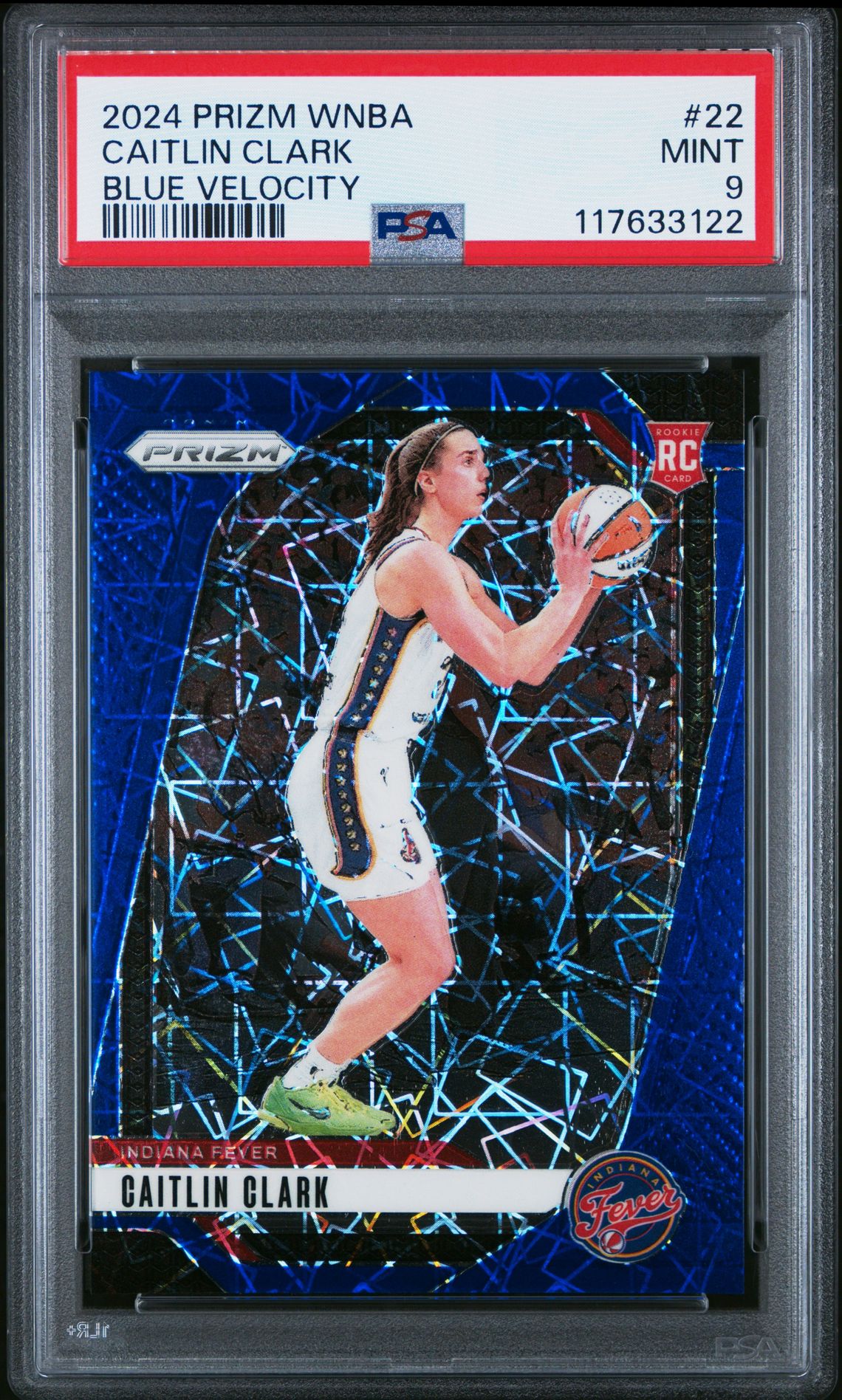 2024 Panini Prizm Wnba Caitlin Clark #22 (Blue Velocity) Mint 9 front