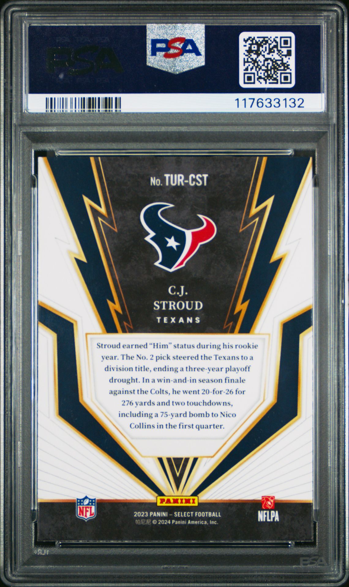 2023 Panini Select Turbocharged Cj Stroud #Turcst Gem Mt 10 back