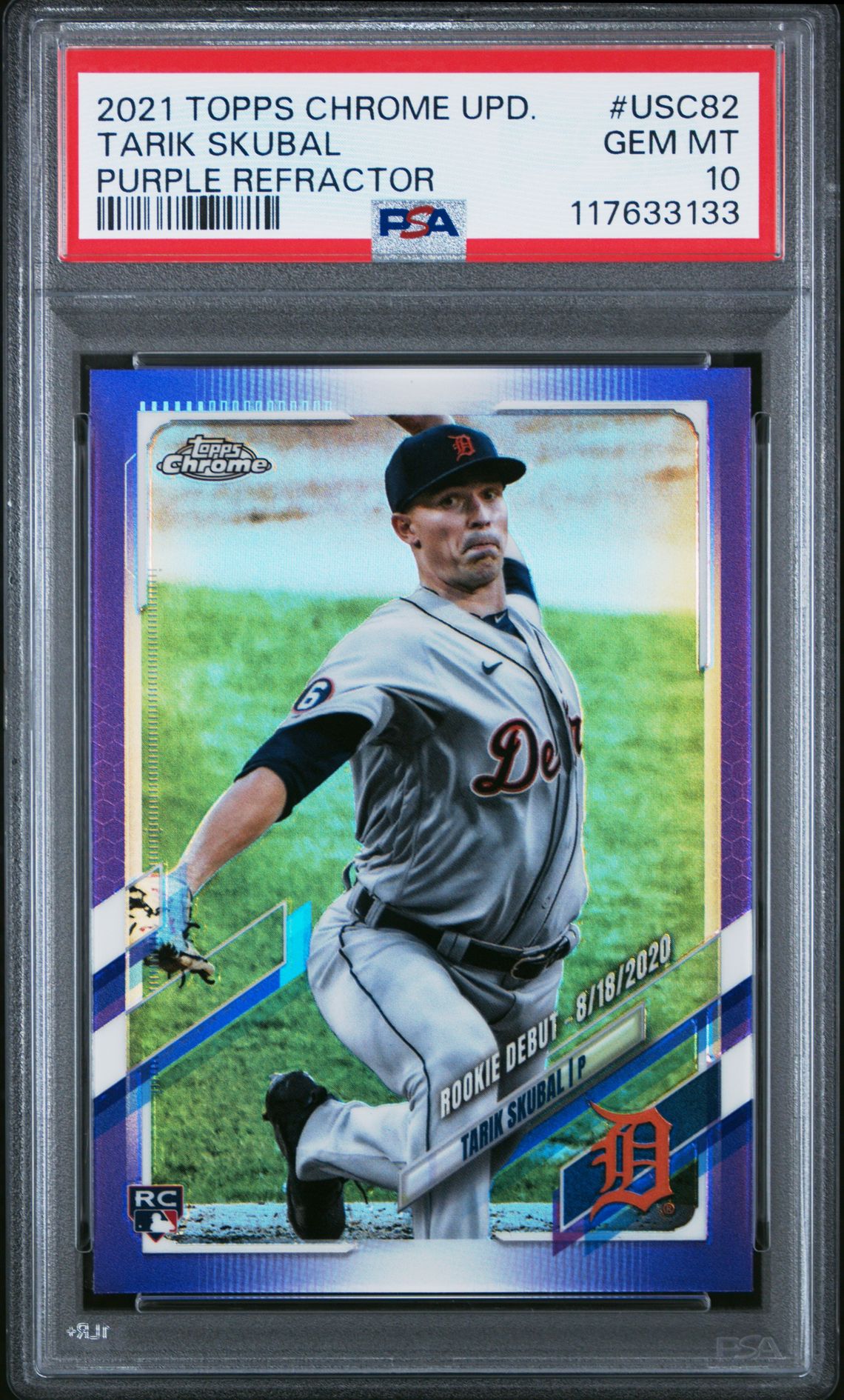 2021 Topps Chrome Update Tarik Skubal #Usc82 (Purple Refractor) Gem Mt 10 front