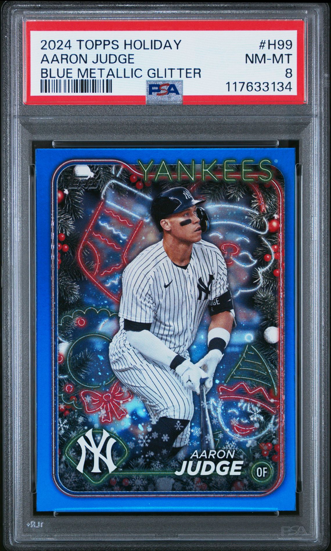 2024 Topps Holiday Aaron Judge #H99 (Blue Metallic Glitter) Nm-Mt 8 front