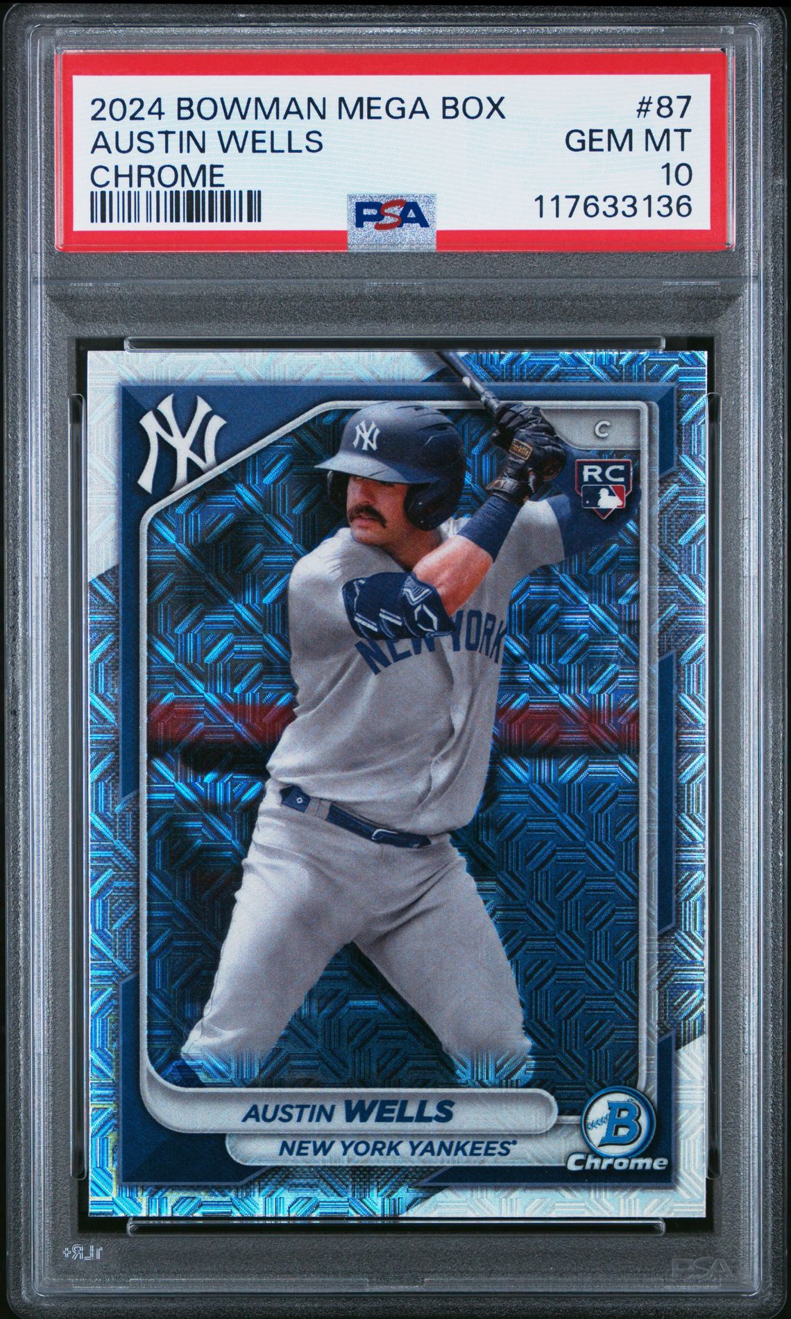 2024 Bowman Mega Box Chrome Austin Wells #87 Gem Mt 10 front