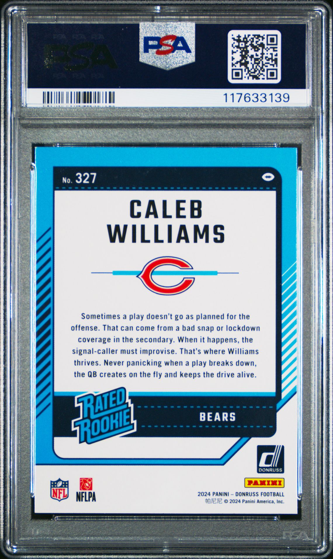 2024 Panini Donruss Caleb Williams #327 Mint 9 back
