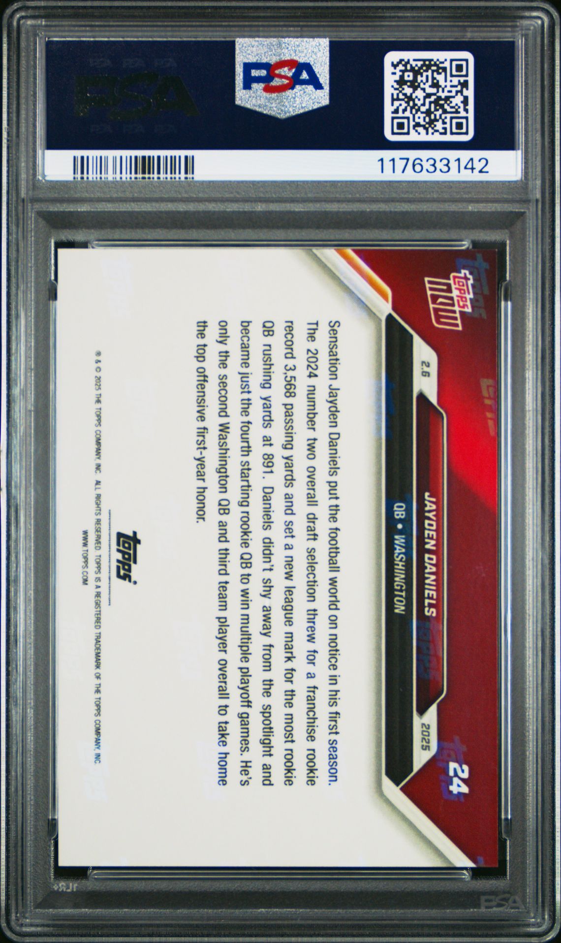 2024 Topps Now Jayden Daniels #24 Gem Mt 10 back