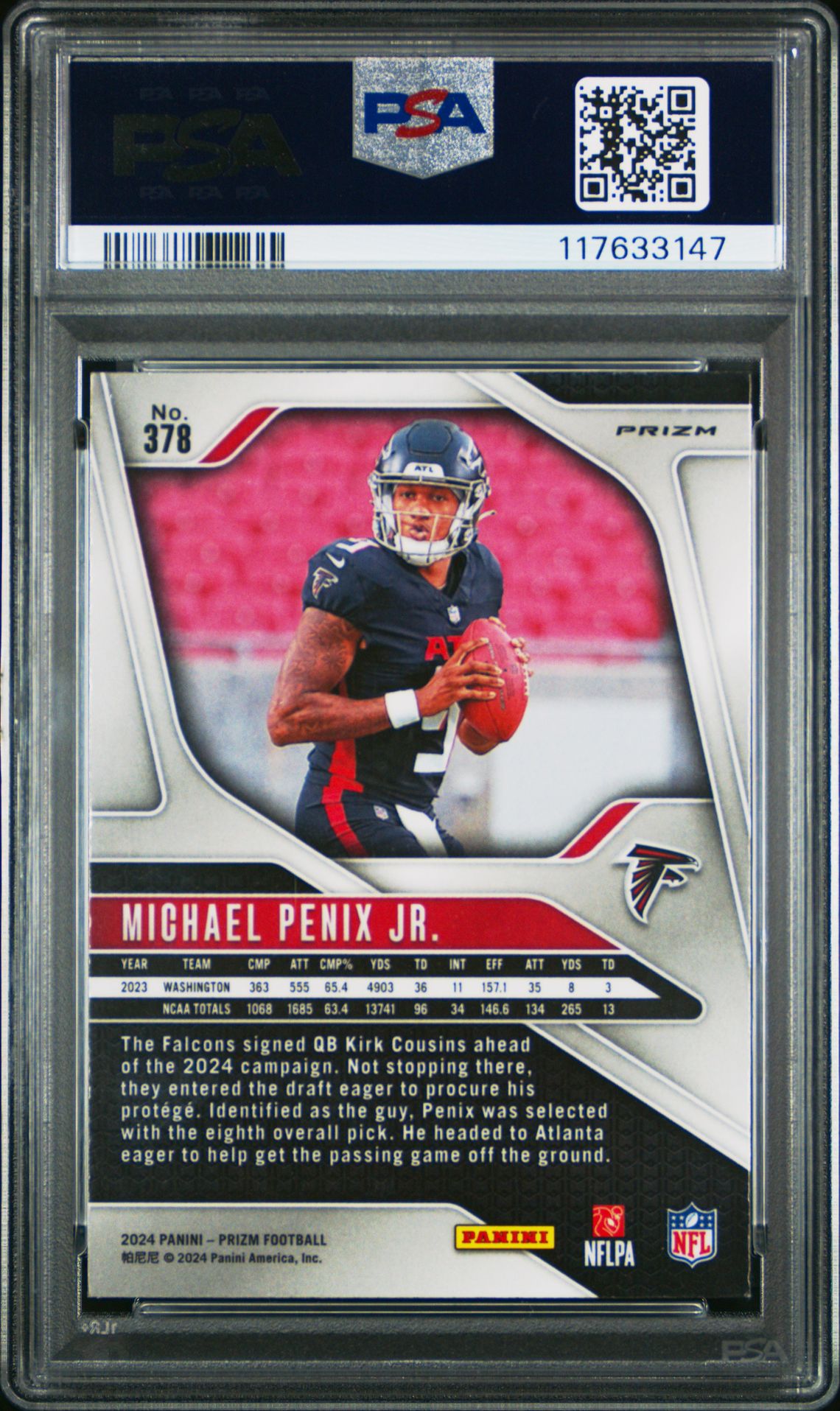 2024 Panini Prizm Michael Penix Jr. #378 (Lazer Prizm) Nm-Mt 8 back