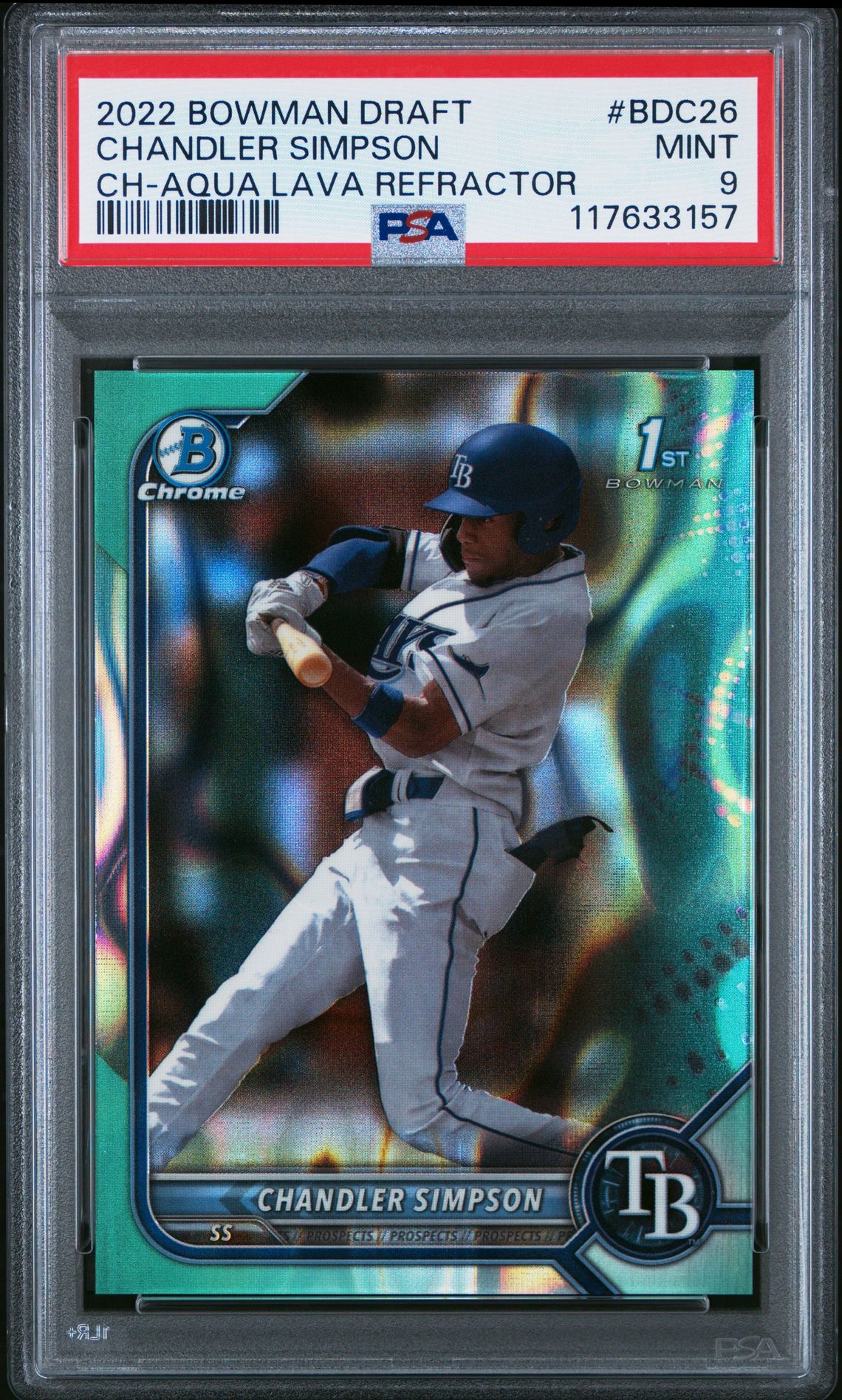 2022 Bowman Draft Chandler Simpson #Bdc26 (Ch-Aqua Lava Refractor) Mint 9 front