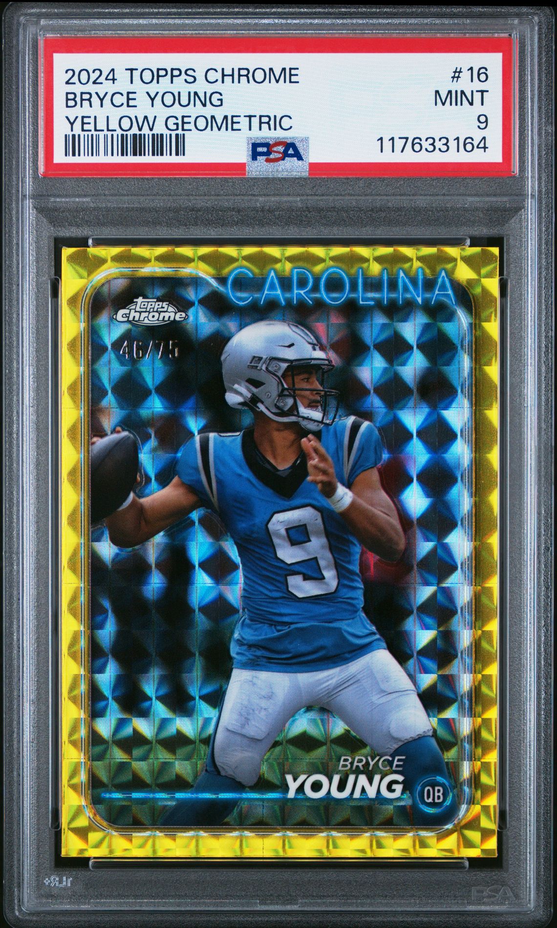 2024 Topps Chrome Bryce Young #16 (Yellow Geometric) Mint 9 front