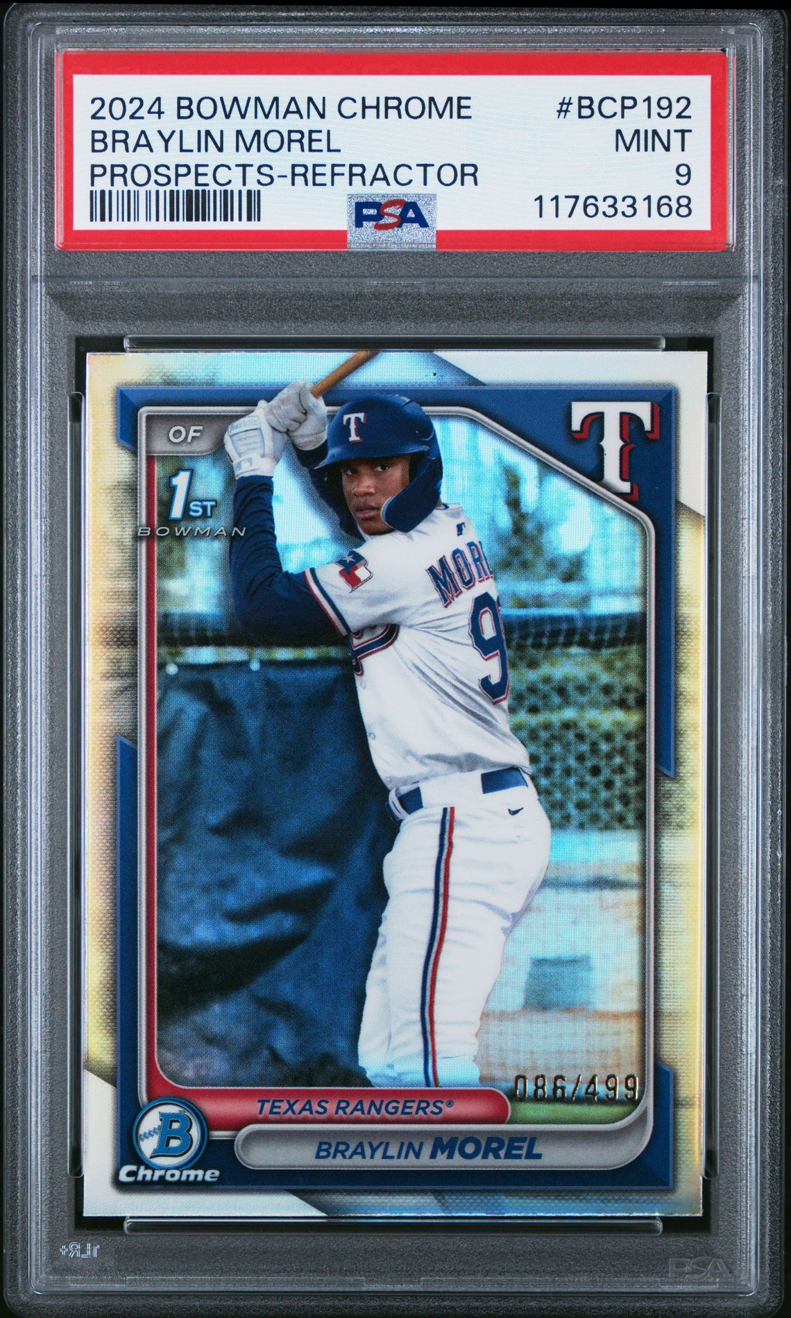 2024 Bowman Chrome Prospects Braylin Morel #Bcp192 (Prospects-Refractor) Mint 9 front