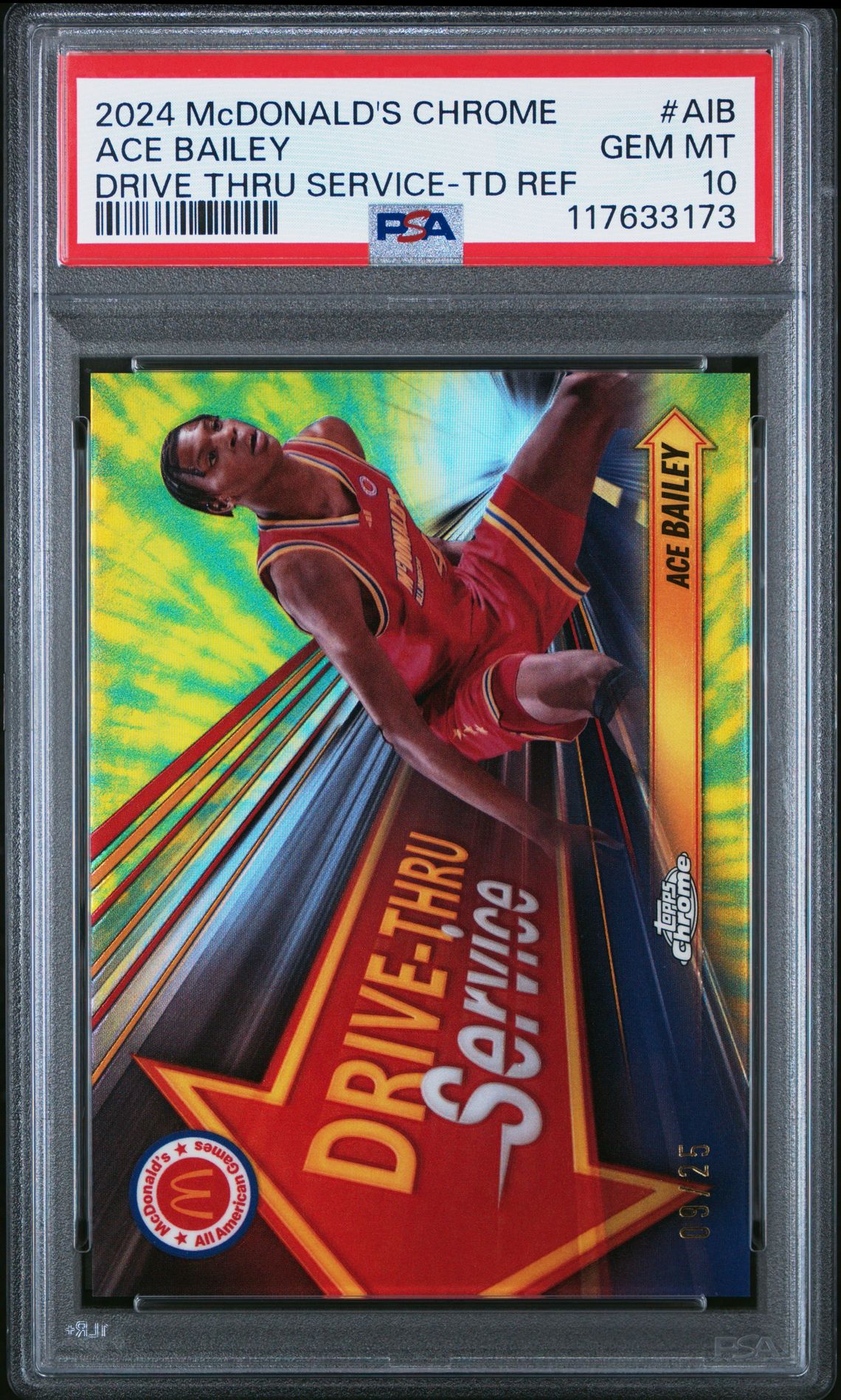 2024 Topps Chrome Mcdonald's All American Drive Thru Service Ace Bailey #Aib (Drive Thru Service-Td Ref) Gem Mt 10 front