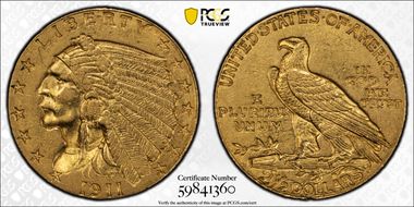 1911-D $2.50 AU53
