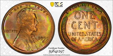 1955-S 1C MS65RB