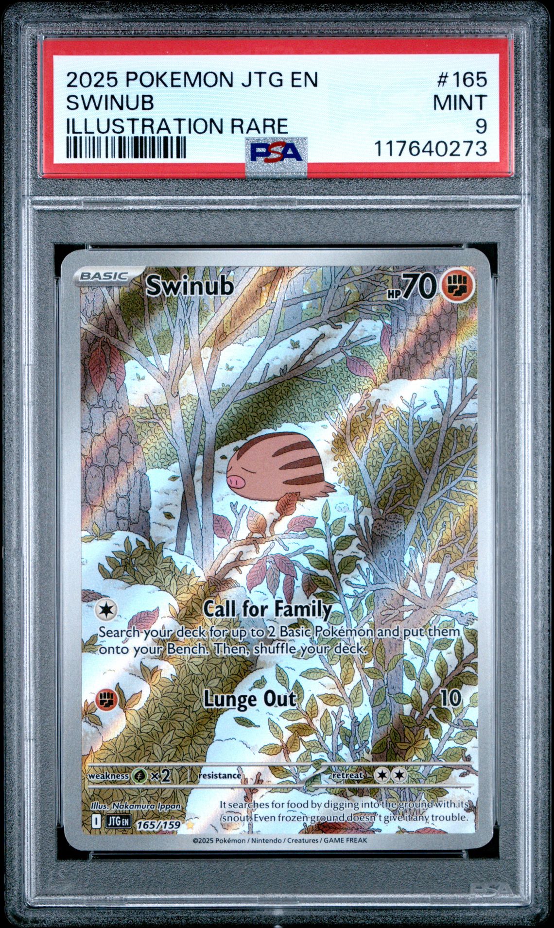 2025 Pokemon Jtg En-Journey Together Swinub #165 (Illustration Rare) Mint 9 front
