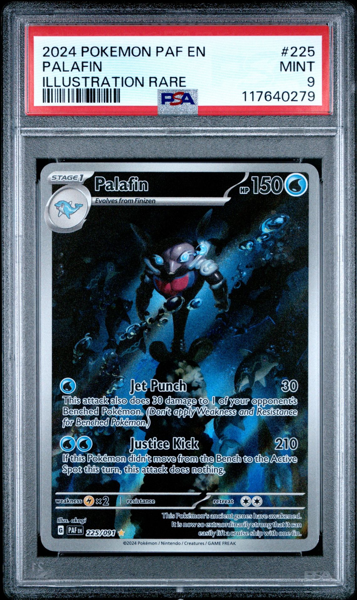 2024 Pokemon Paf En-Paldean Fates Palafin #225 (Illustration Rare) Mint 9 front