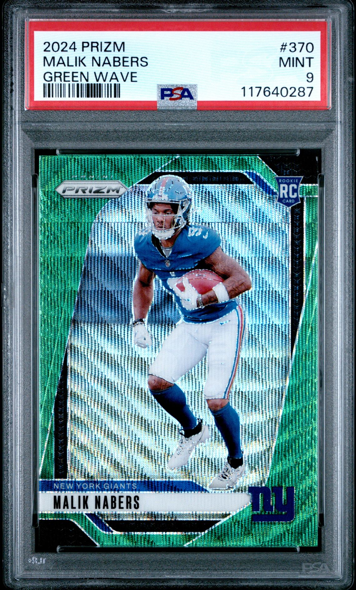 2024 Panini Prizm Malik Nabers #370 (Green Wave) Mint 9 front