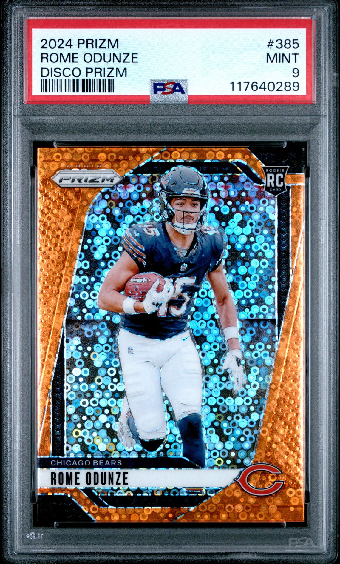 2024 Panini Prizm Rome Odunze #385 (Disco Prizm) Mint 9 front