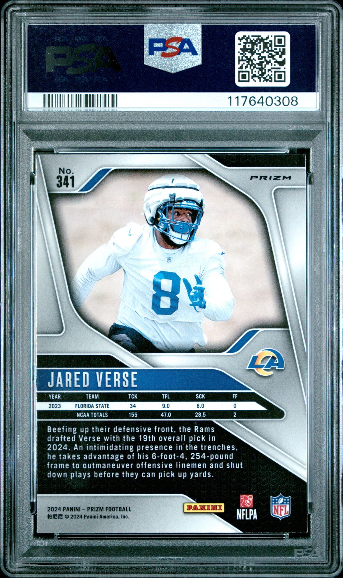 2024 Panini Prizm Jared Verse #341 (Silver Prizm) Mint 9 back