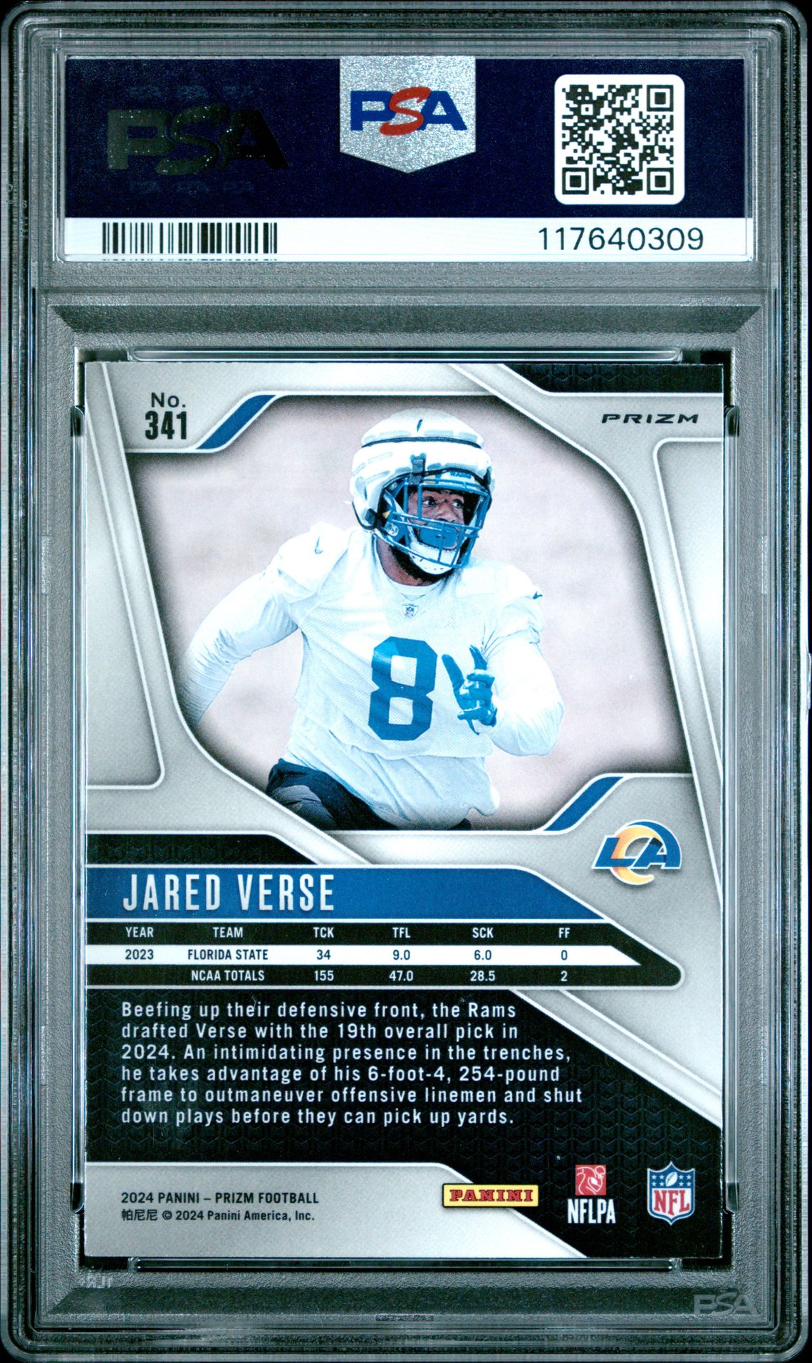2024 Panini Prizm Jared Verse #341 (Black & White Checker) Mint 9 back