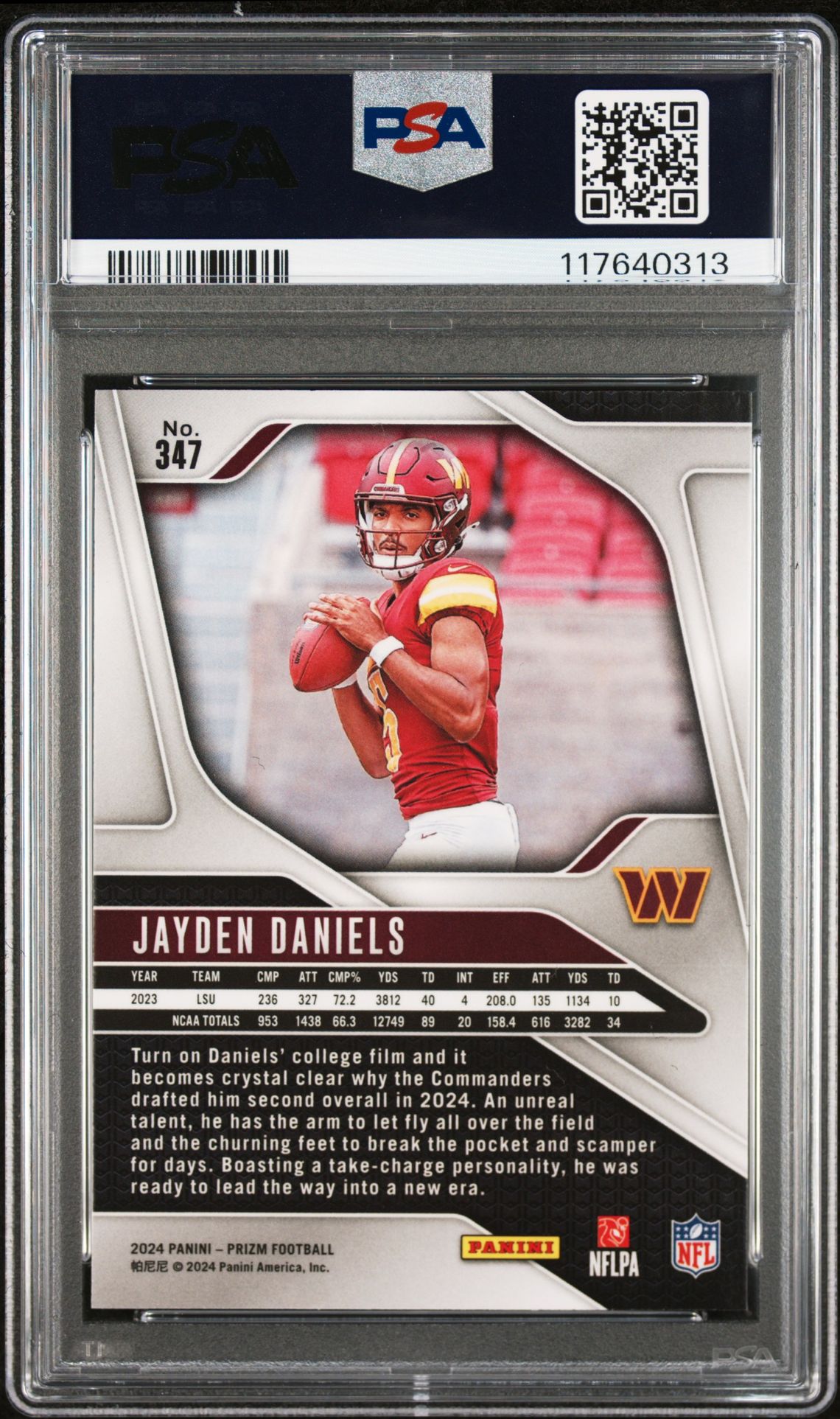 2024 Panini Prizm Jayden Daniels #347 Mint 9 back