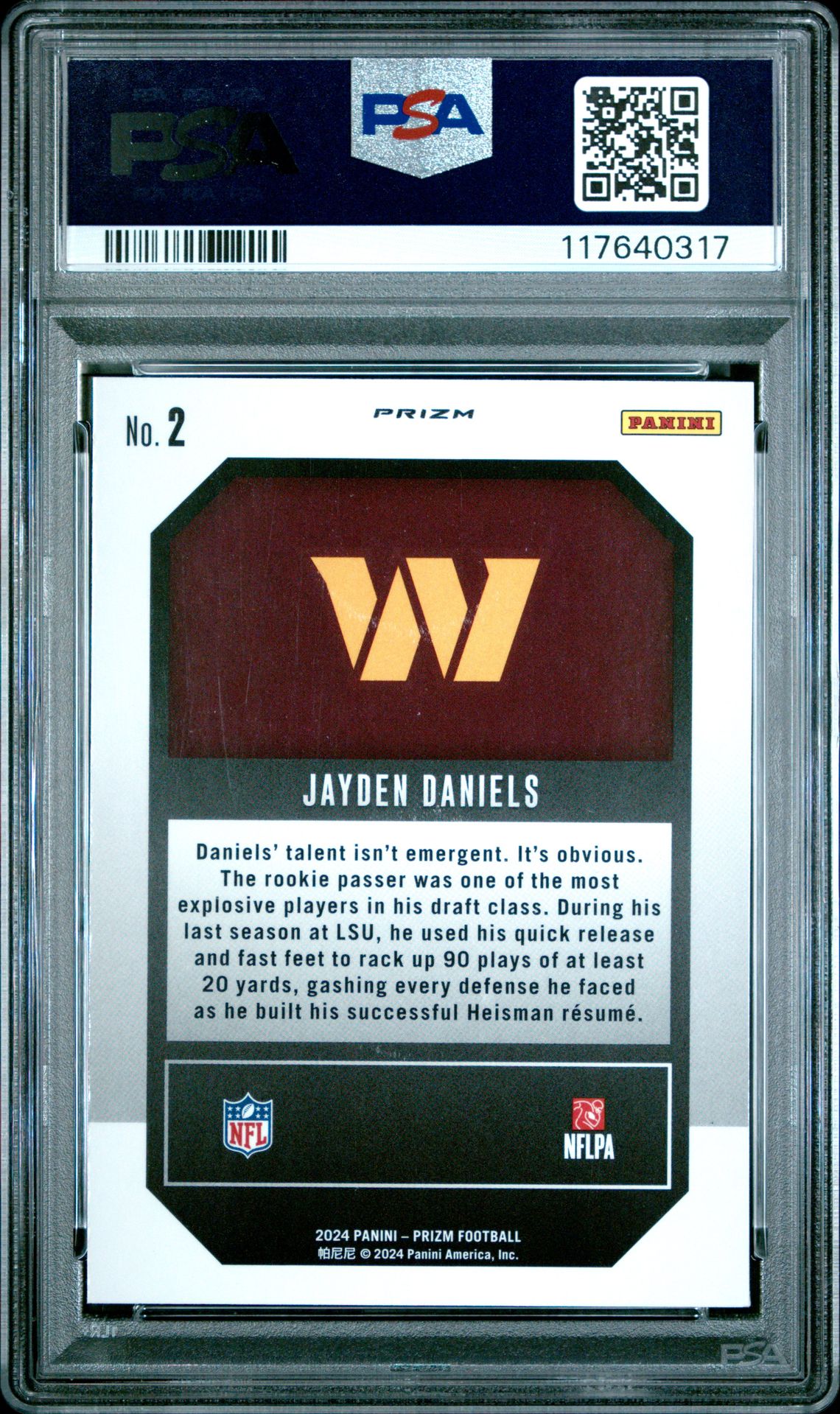 2024 Panini Prizm Emergent Jayden Daniels #2 (Emergent-Green Wave) Gem Mt 10 back