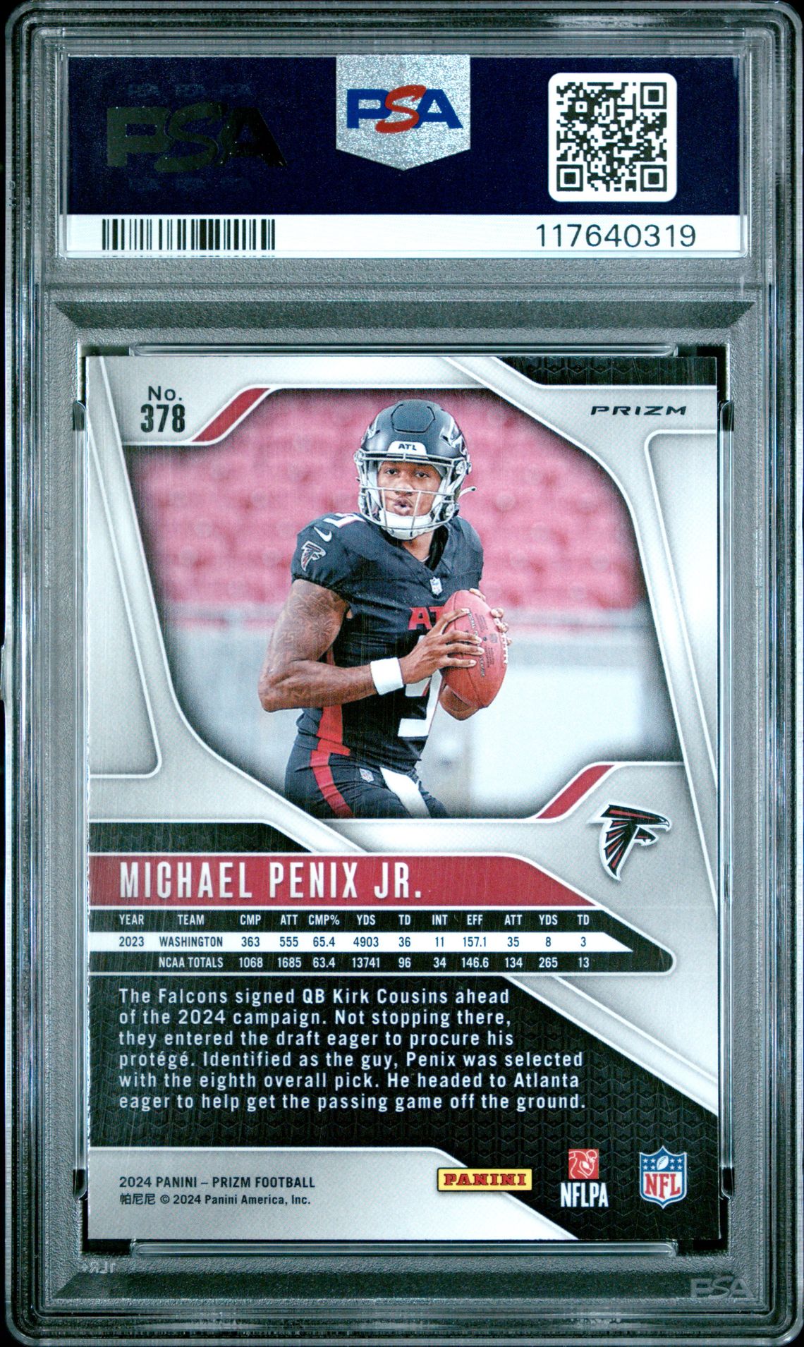 2024 Panini Prizm Michael Penix Jr. #378 (Pink Prizm) Mint 9 back