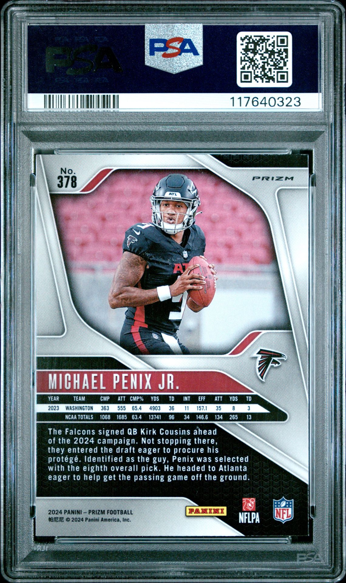 2024 Panini Prizm Michael Penix Jr. #378 (Green Wave) Mint 9 back