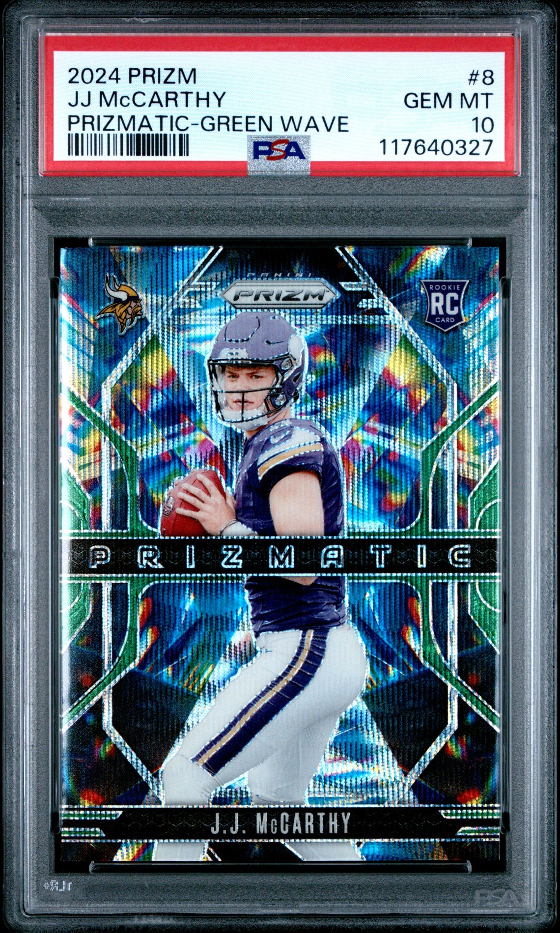 2024 Panini Prizm Prizmatic Jj Mccarthy #8 (Prizmatic-Green Wave) Gem Mt 10 front