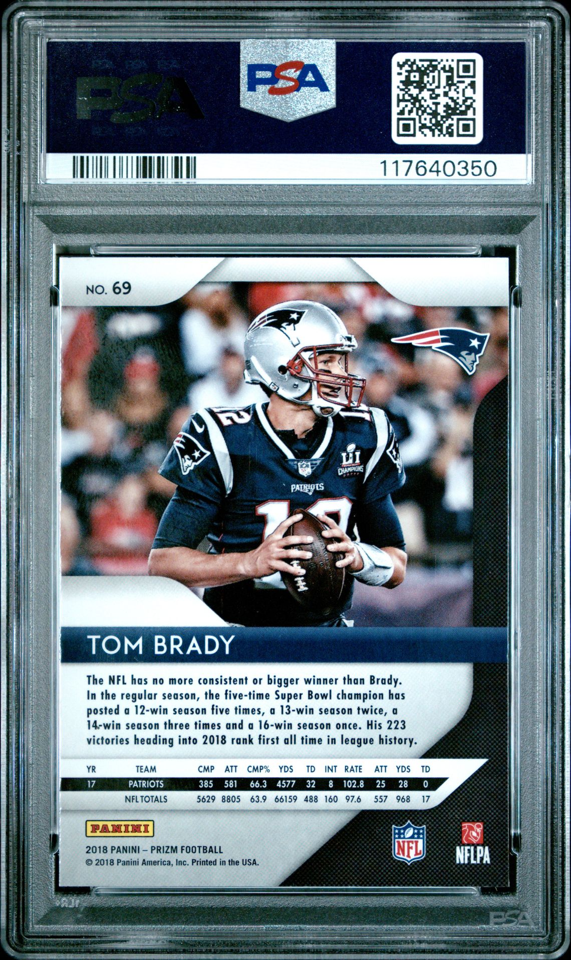 2018 Panini Prizm Tom Brady #69 Mint 9 back