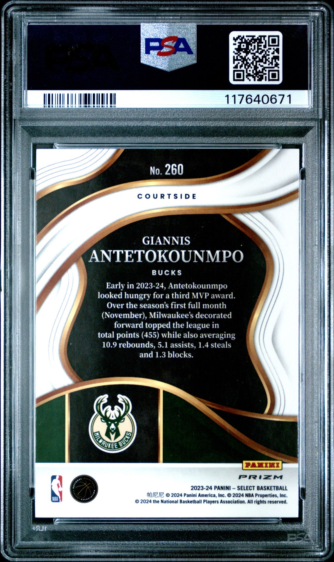 2023 Panini Select Giannis Antetokounmpo #260 (Red Wave) Mint 9 back