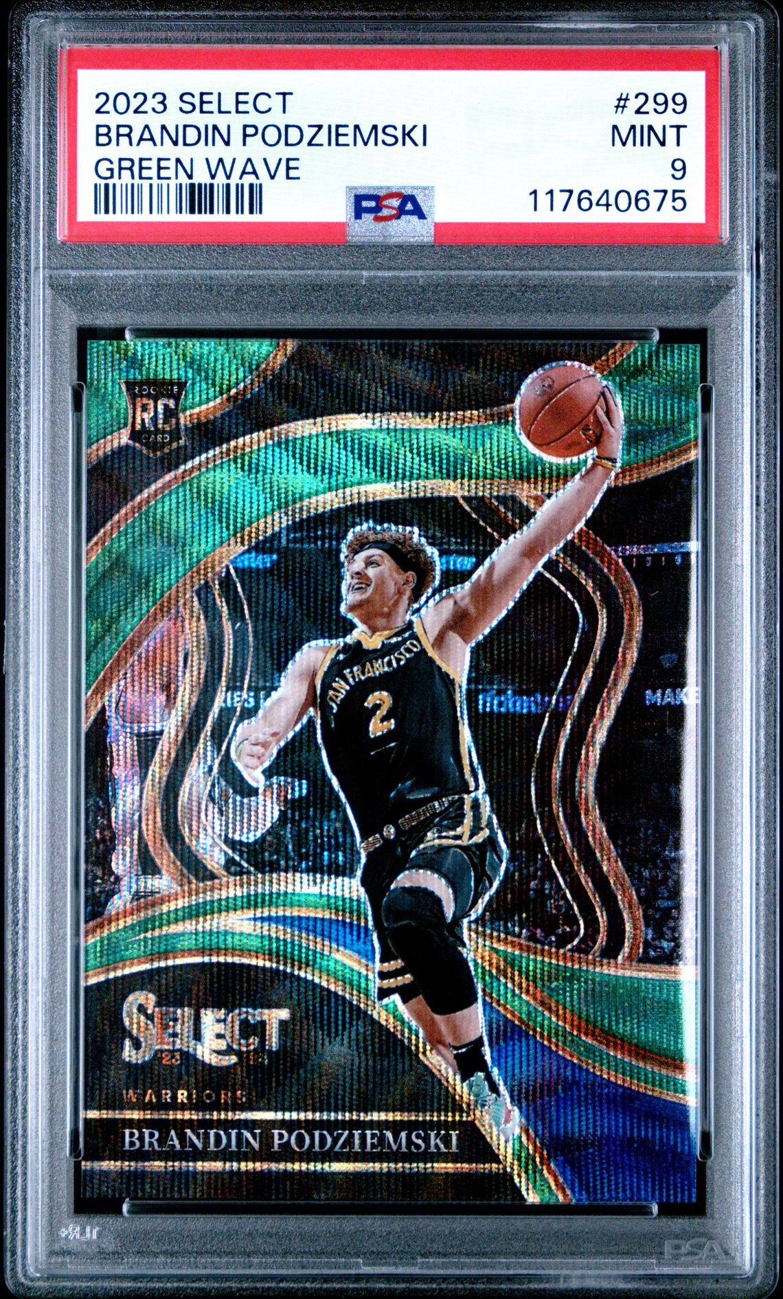 2023 Panini Select Brandin Podziemski #299 (Green Wave) Mint 9 front