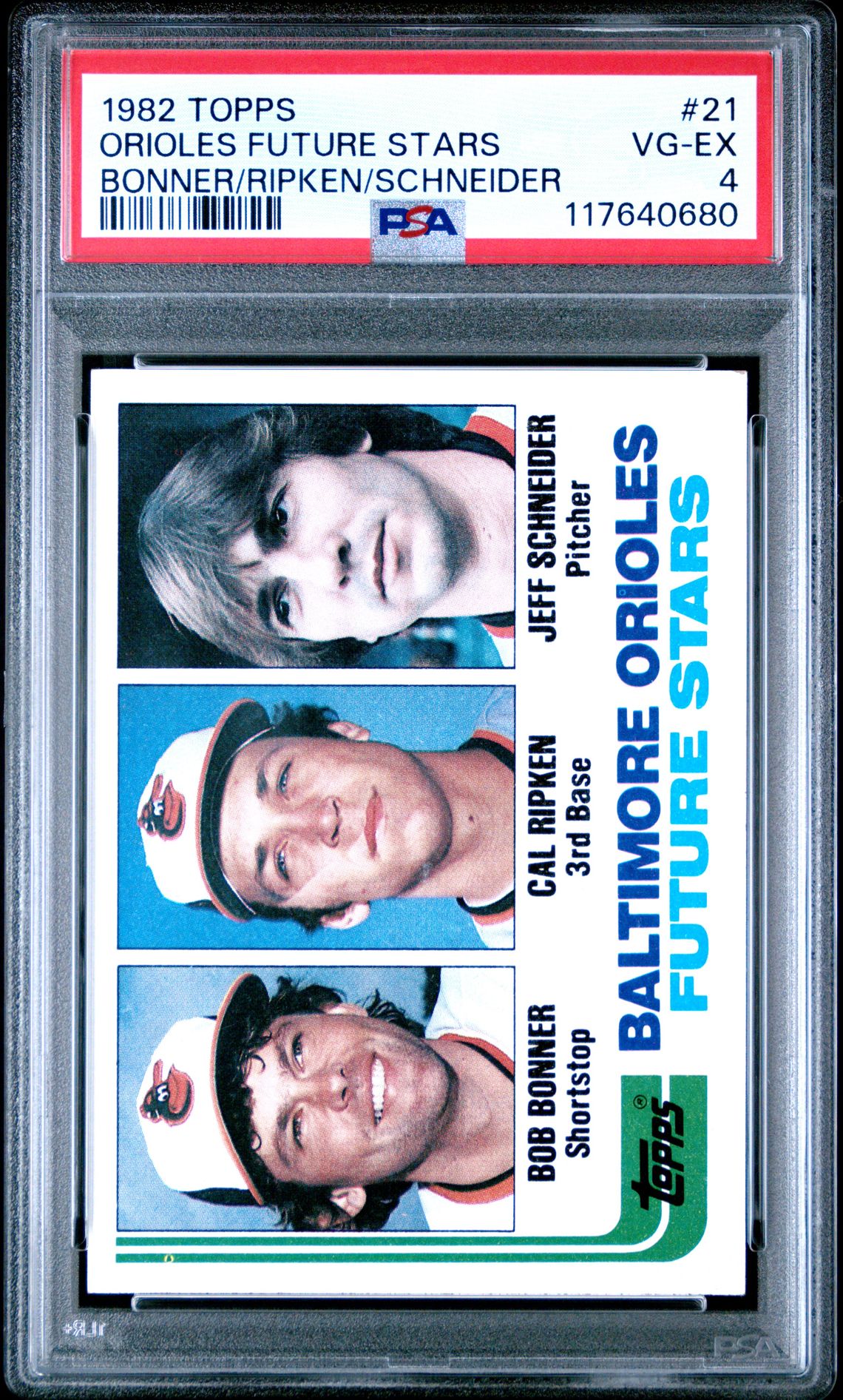 1982 Topps Orioles Future Stars #21 (Bonner/Ripken/Schneider) Vg-Ex 4 front