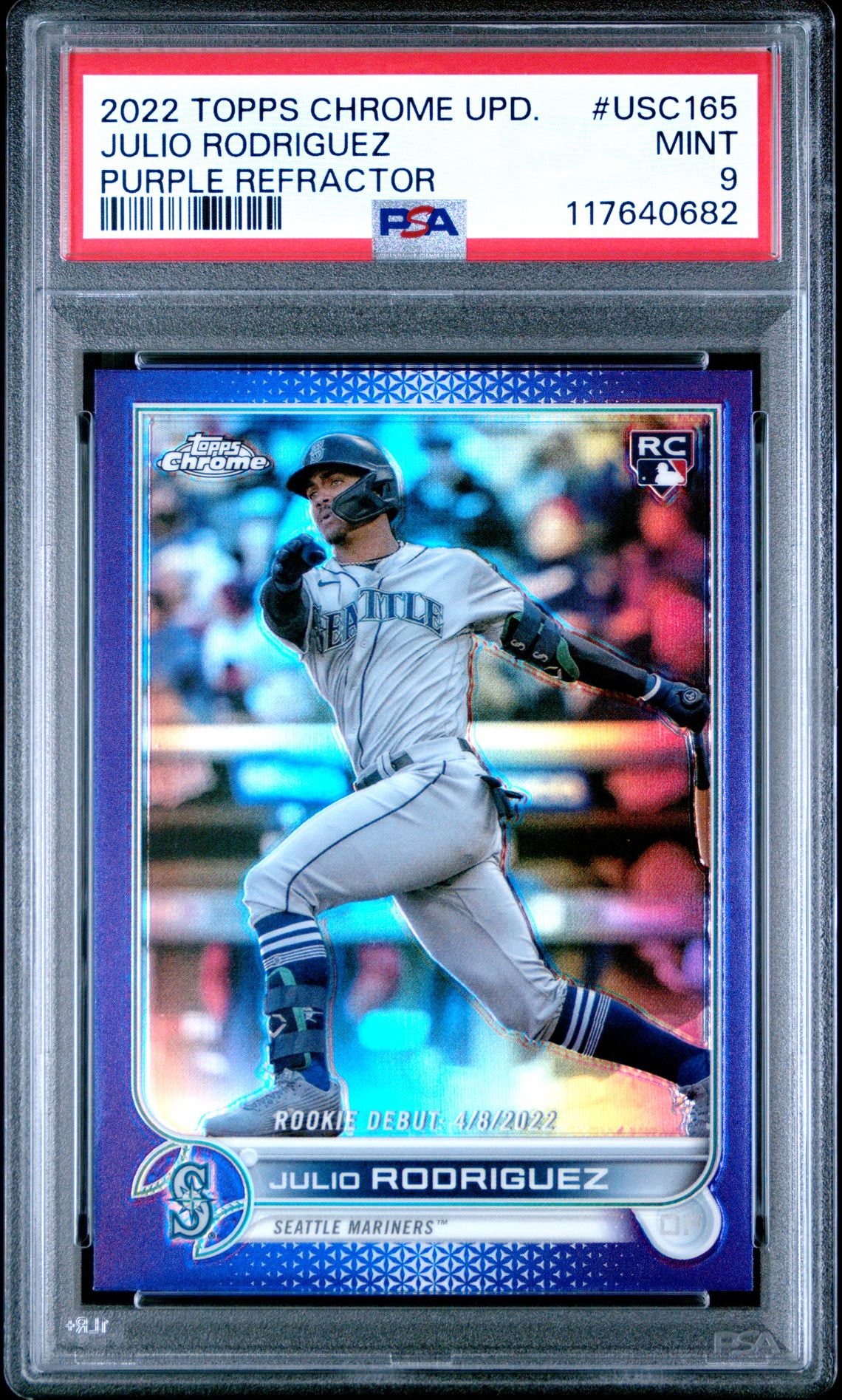 2022 Topps Chrome Update Julio Rodriguez #Usc165 (Purple Refractor) Mint 9 front